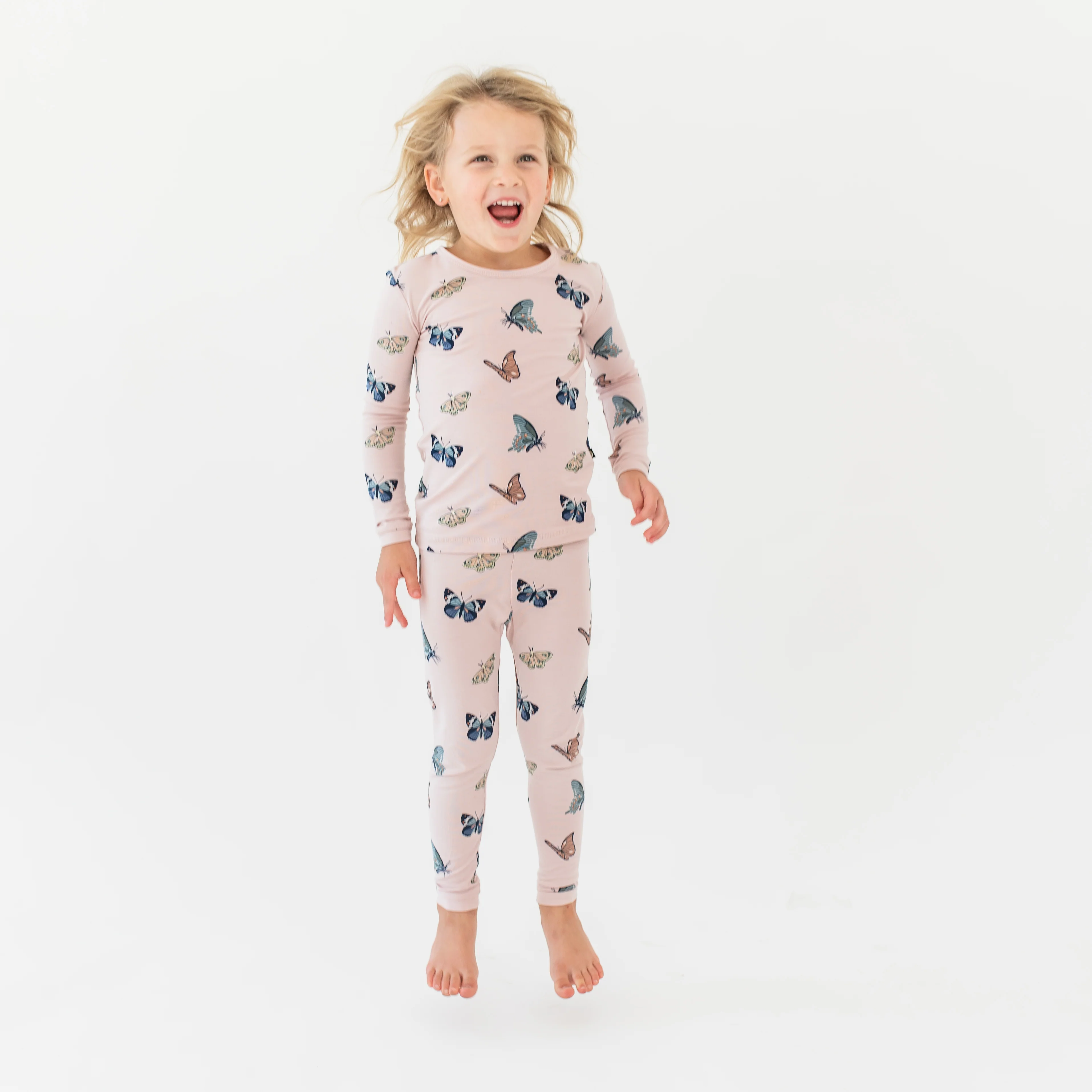 Long Sleeve Pajamas in Blush Butterfly - Image 5