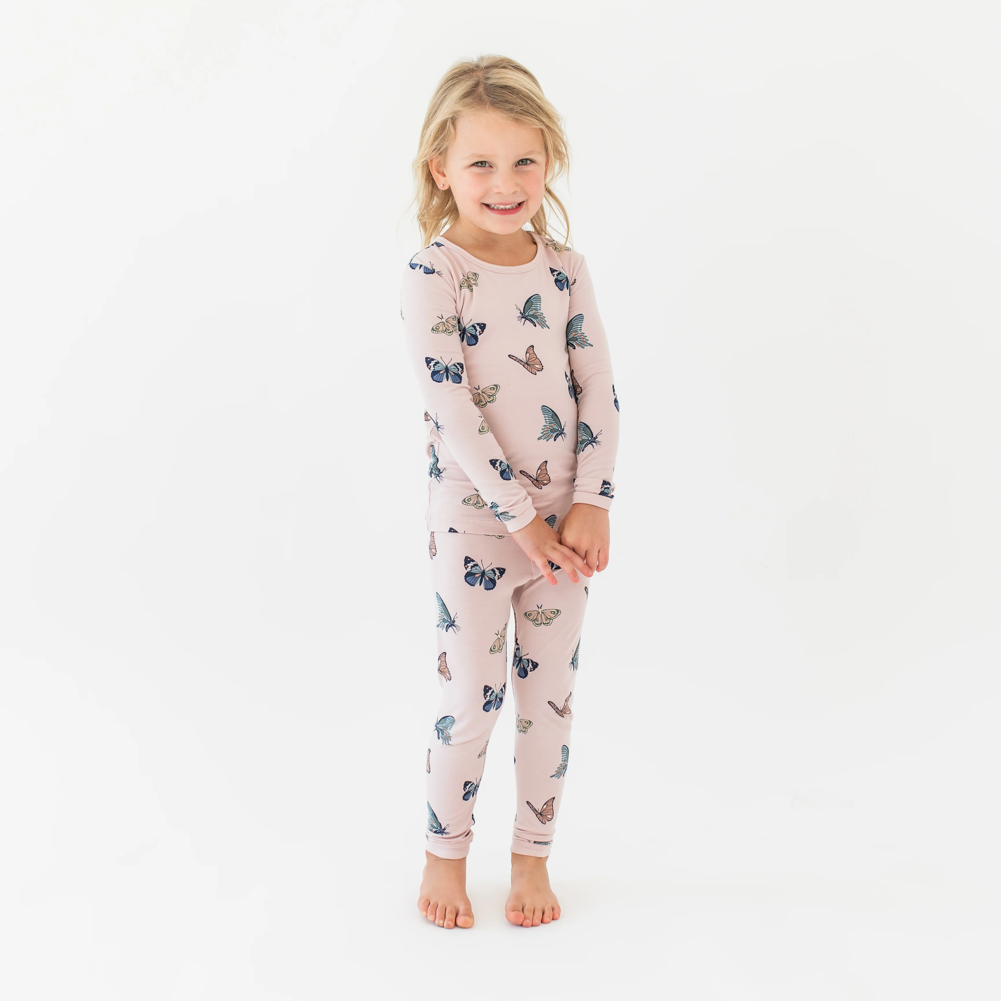 Long Sleeve Pajamas in Blush Butterfly - Image 6
