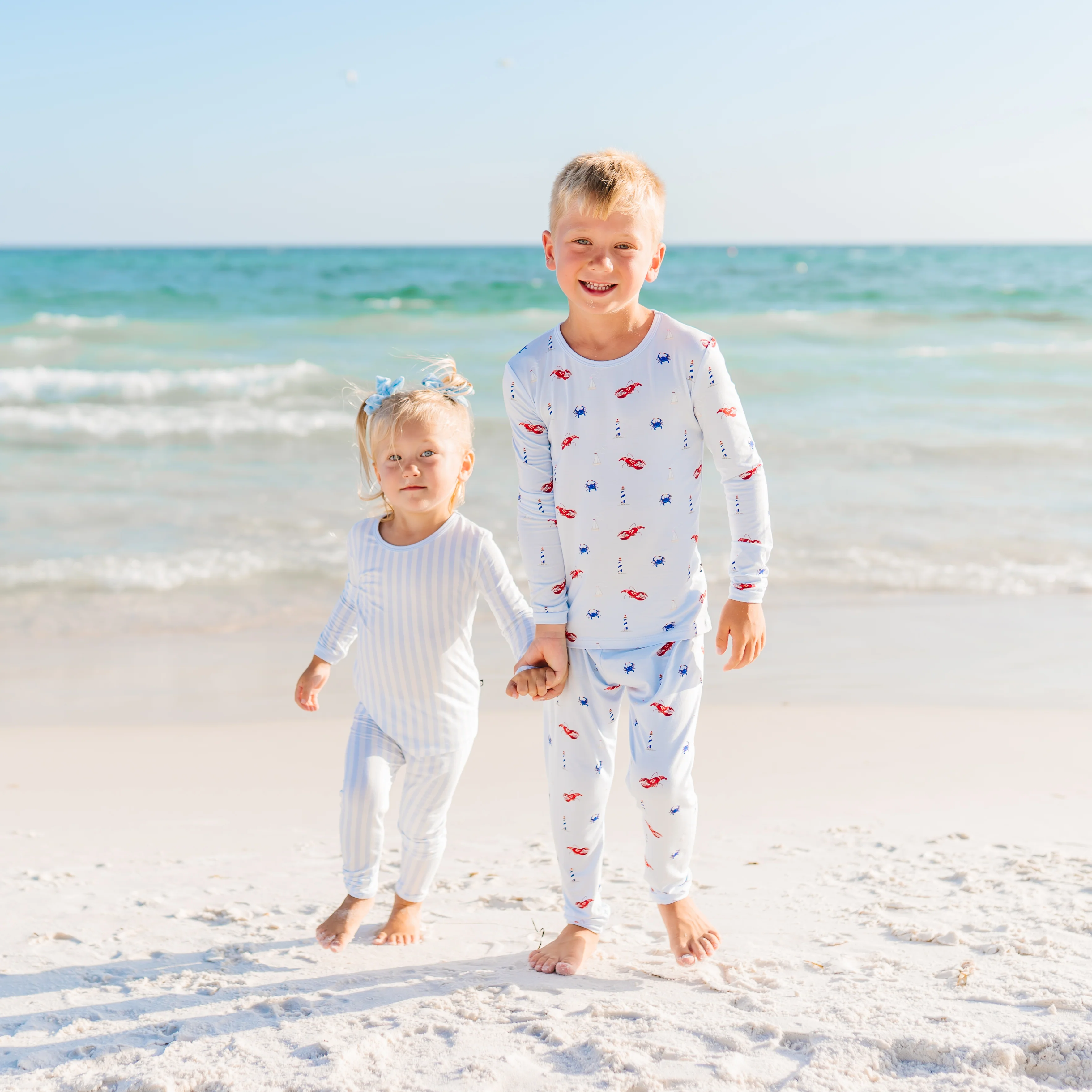 Long Sleeve Pajamas in Small Mist Stripe - Image 3