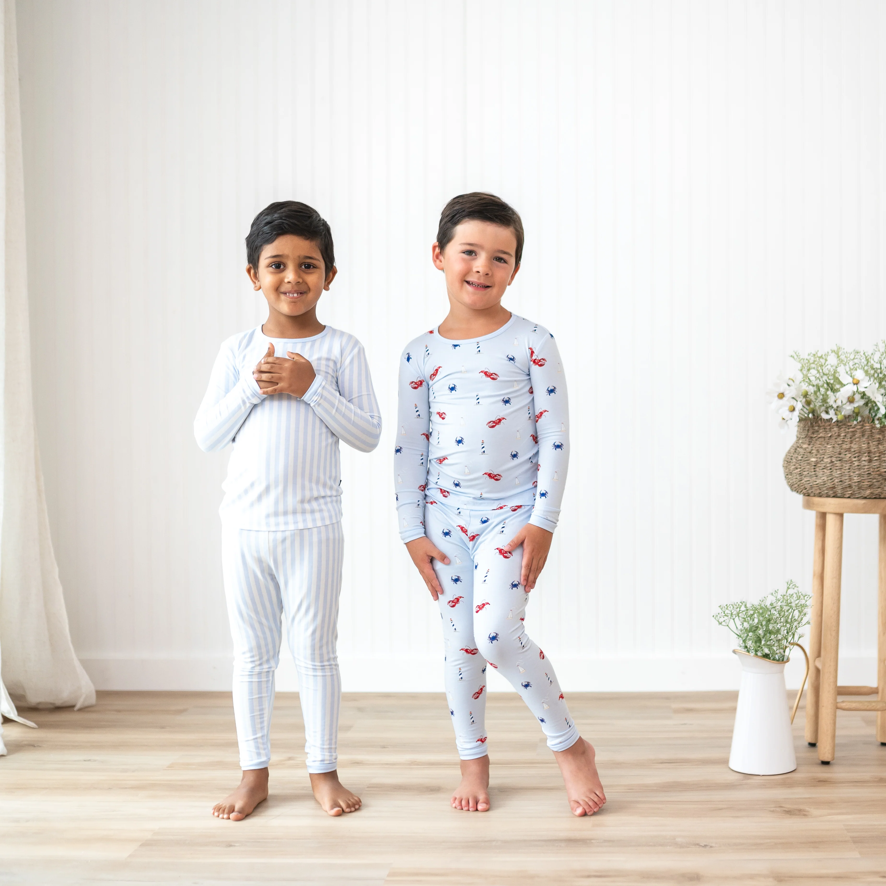 Long Sleeve Pajamas in Small Mist Stripe - Image 5