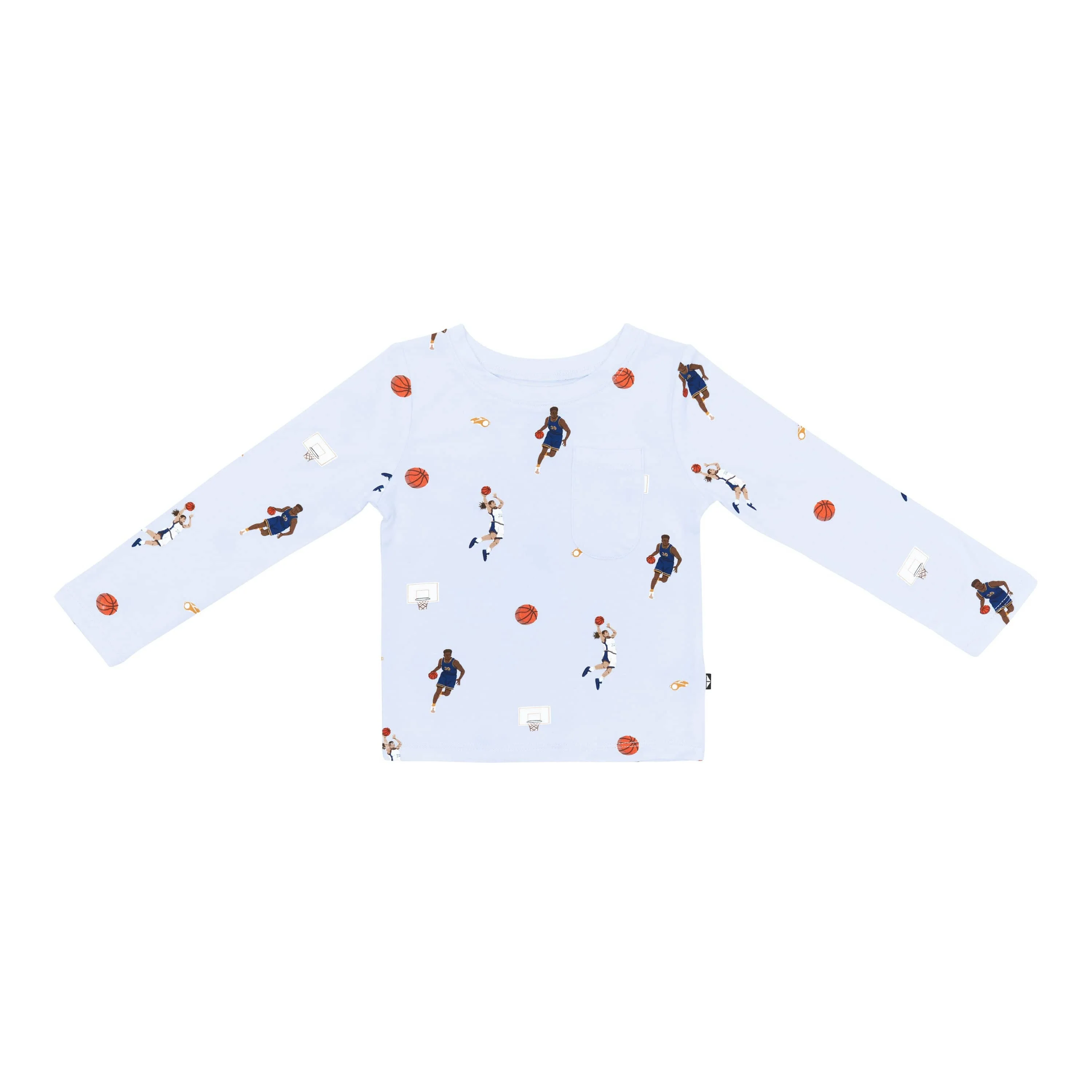 Long Sleeve Toddler Crew Neck Tee in Basketball - Image 2