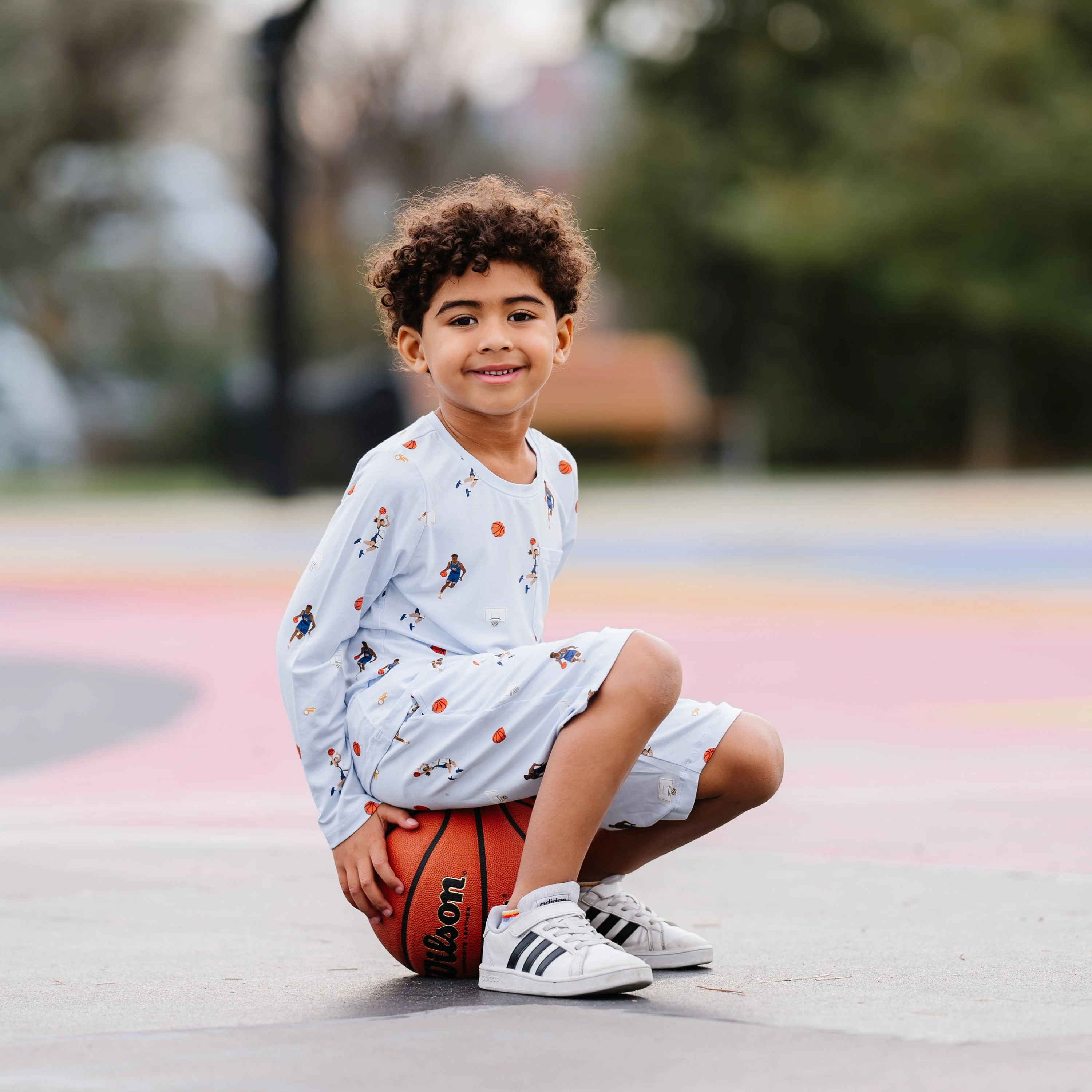 Long Sleeve Toddler Crew Neck Tee in Basketball - Image 5
