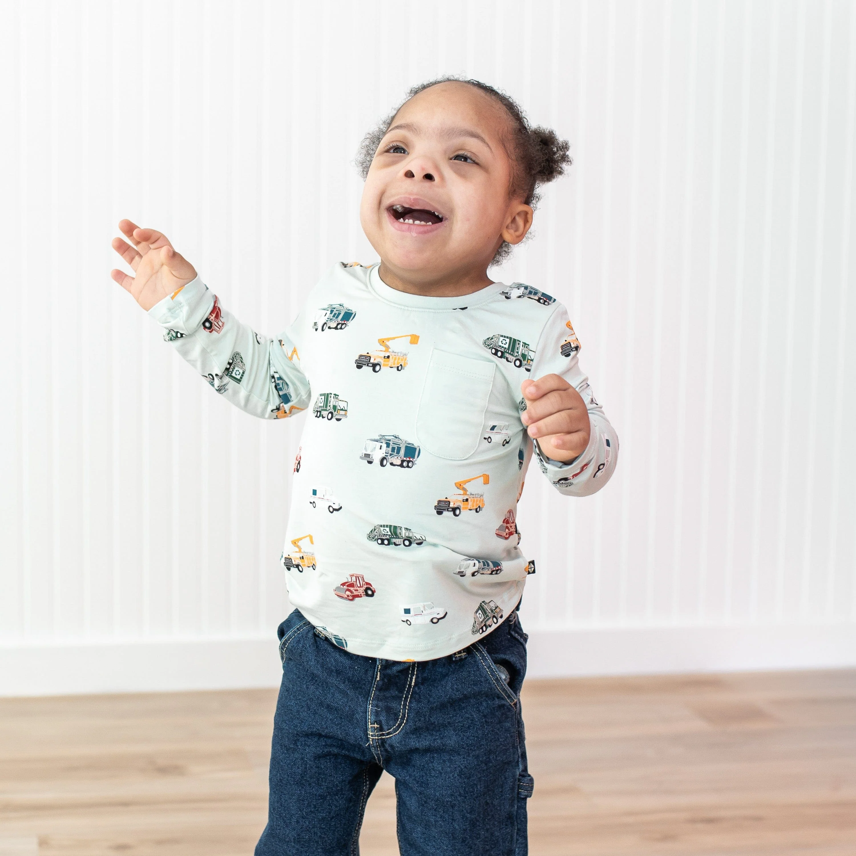 Long Sleeve Toddler Crew Neck Tee in City Vehicles - Image 4