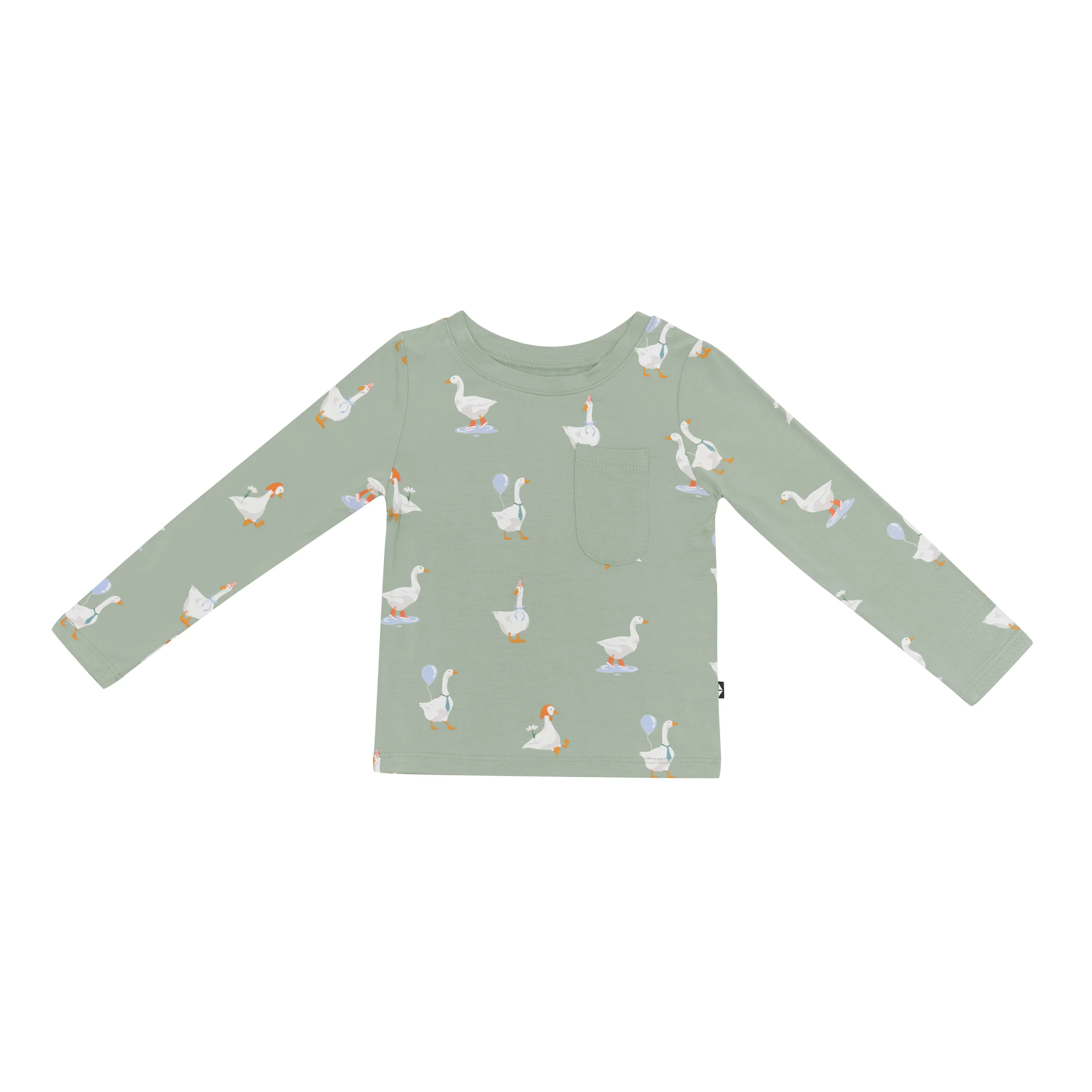 Long Sleeve Toddler Crew Neck Tee in Silly Goose - Image 2