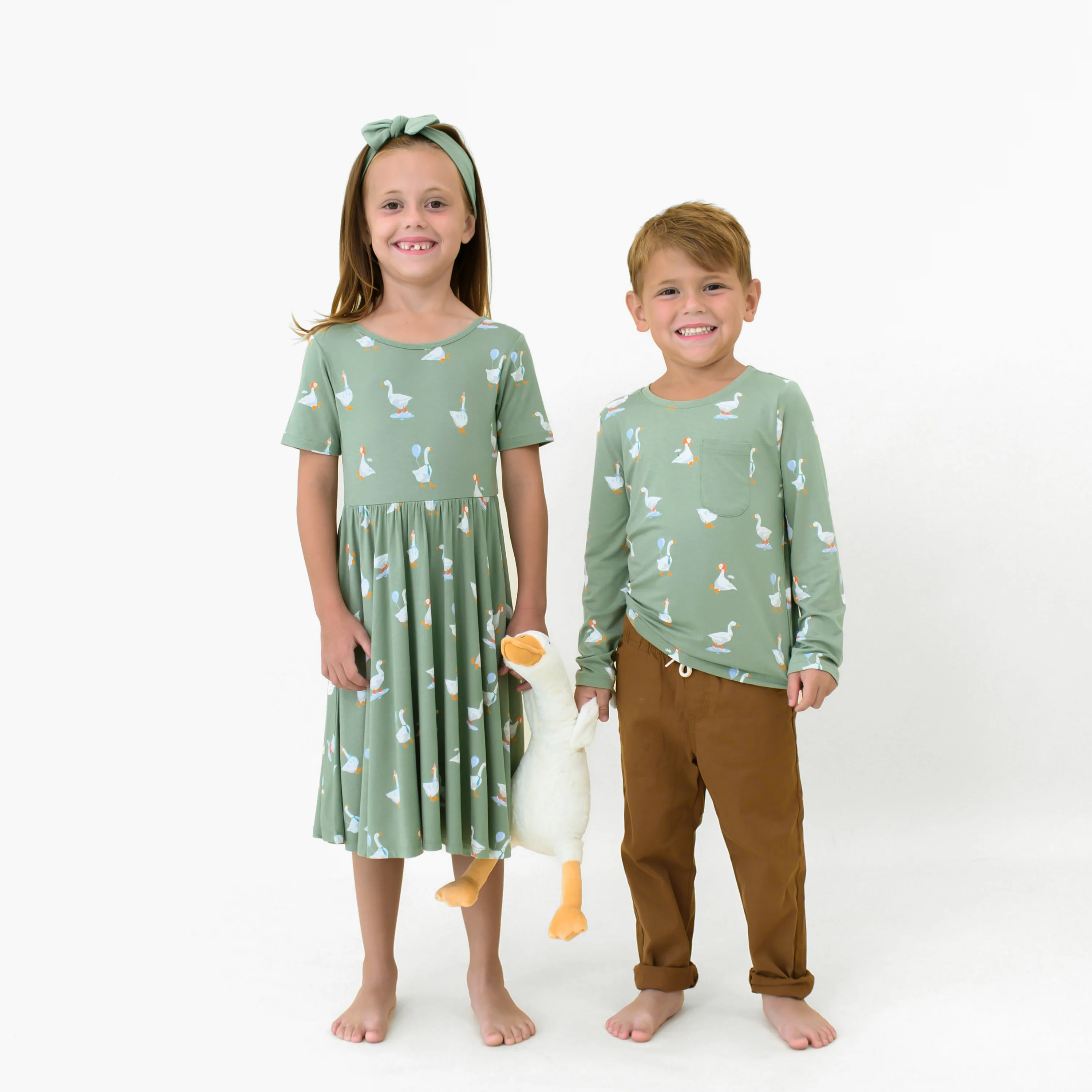 Long Sleeve Toddler Crew Neck Tee in Silly Goose - Image 5