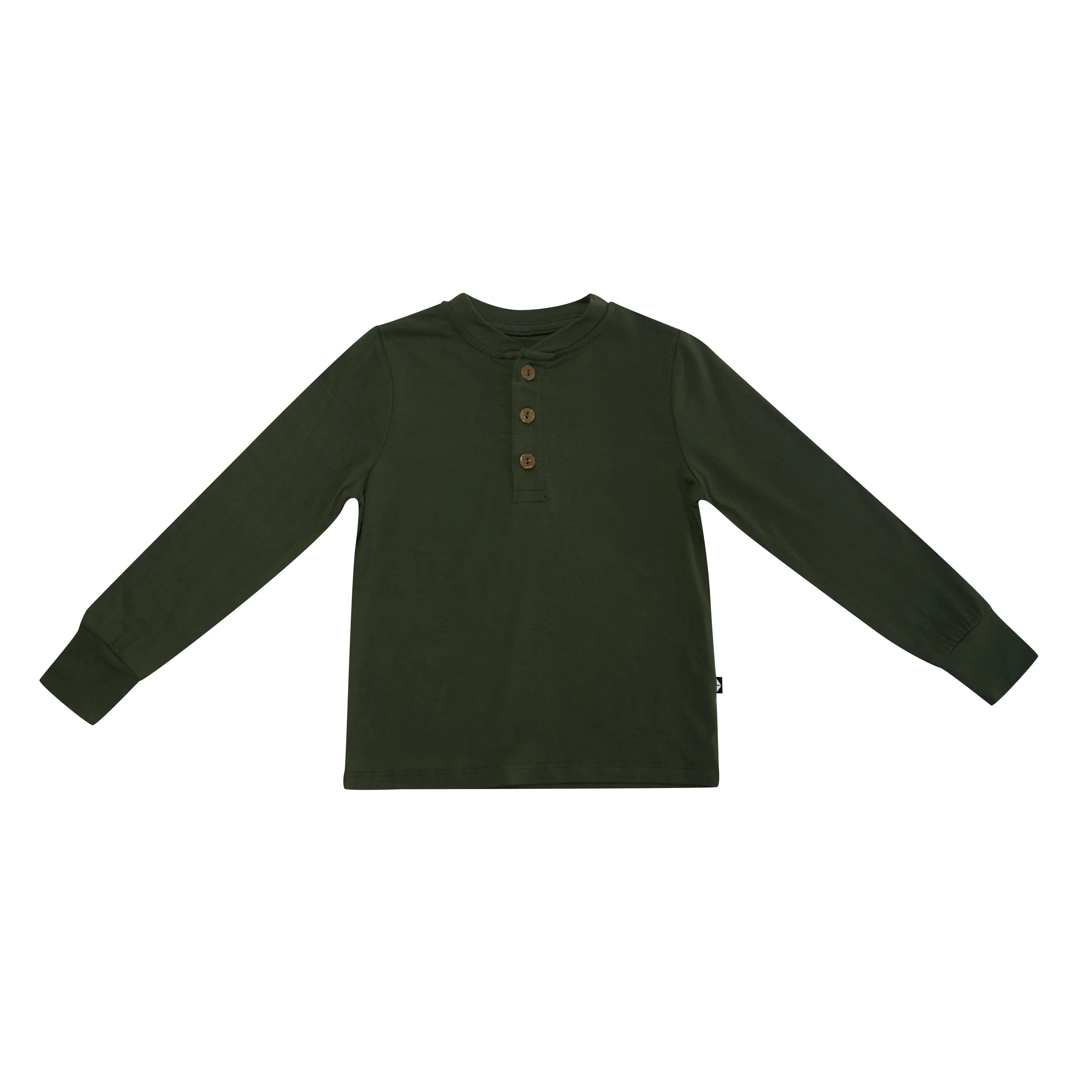 Long Sleeve Toddler Henley Tee in Fir - Image 2