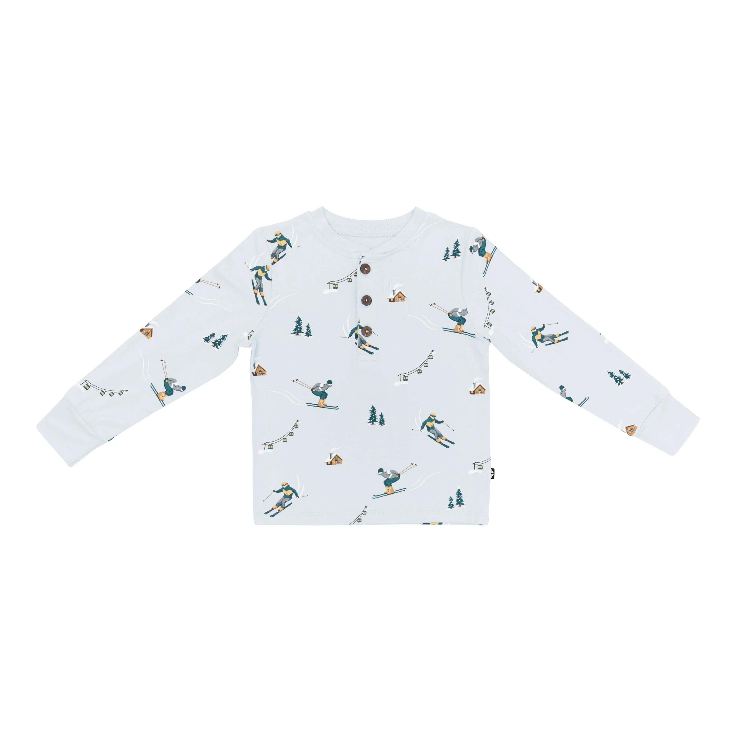 Long Sleeve Toddler Henley Tee in Ski - Image 2
