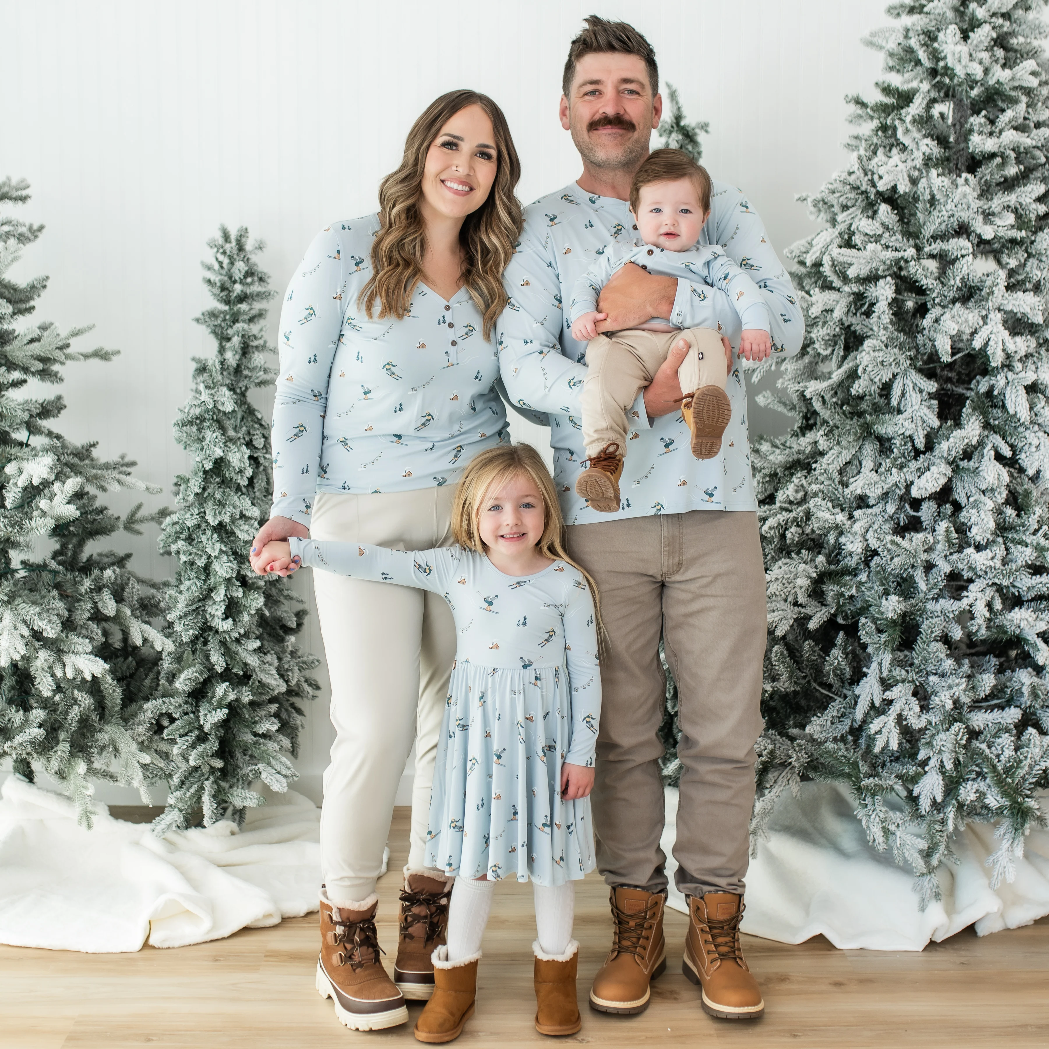 Long Sleeve Toddler Henley Tee in Ski - Image 3