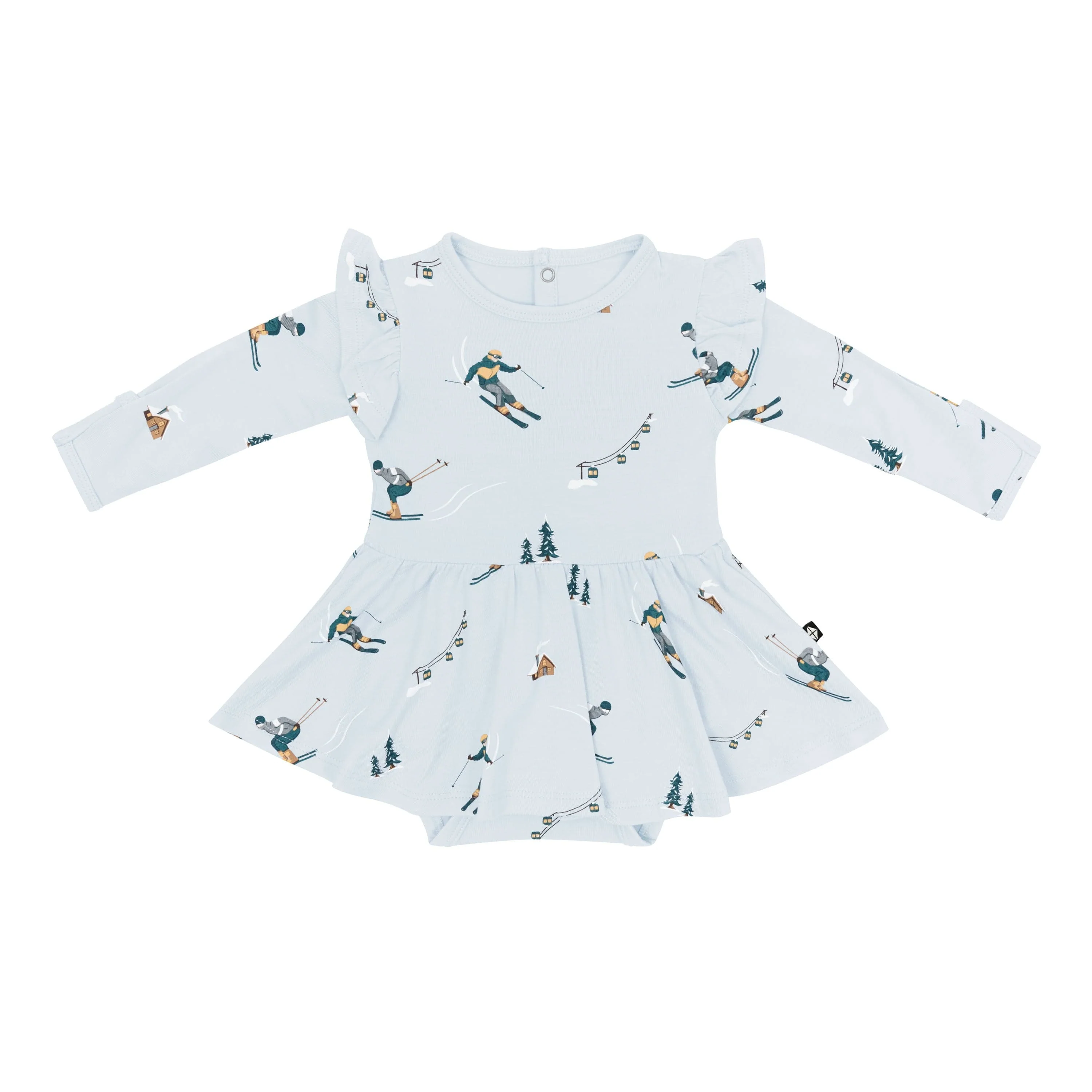 Long Sleeve Twirl Bodysuit Dress in Ski - Image 2