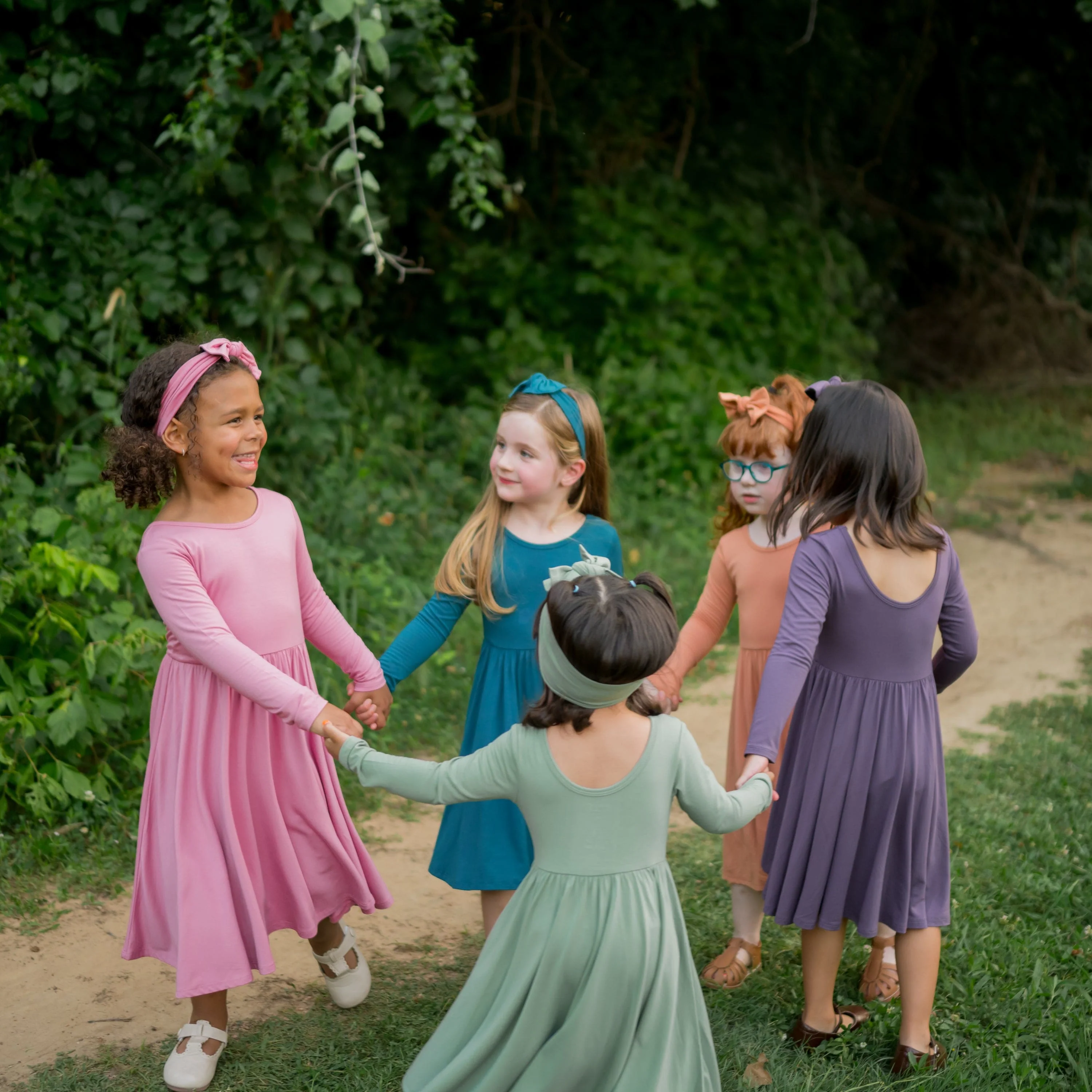 Long Sleeve Twirl Dress in Apple Blossom - Image 3