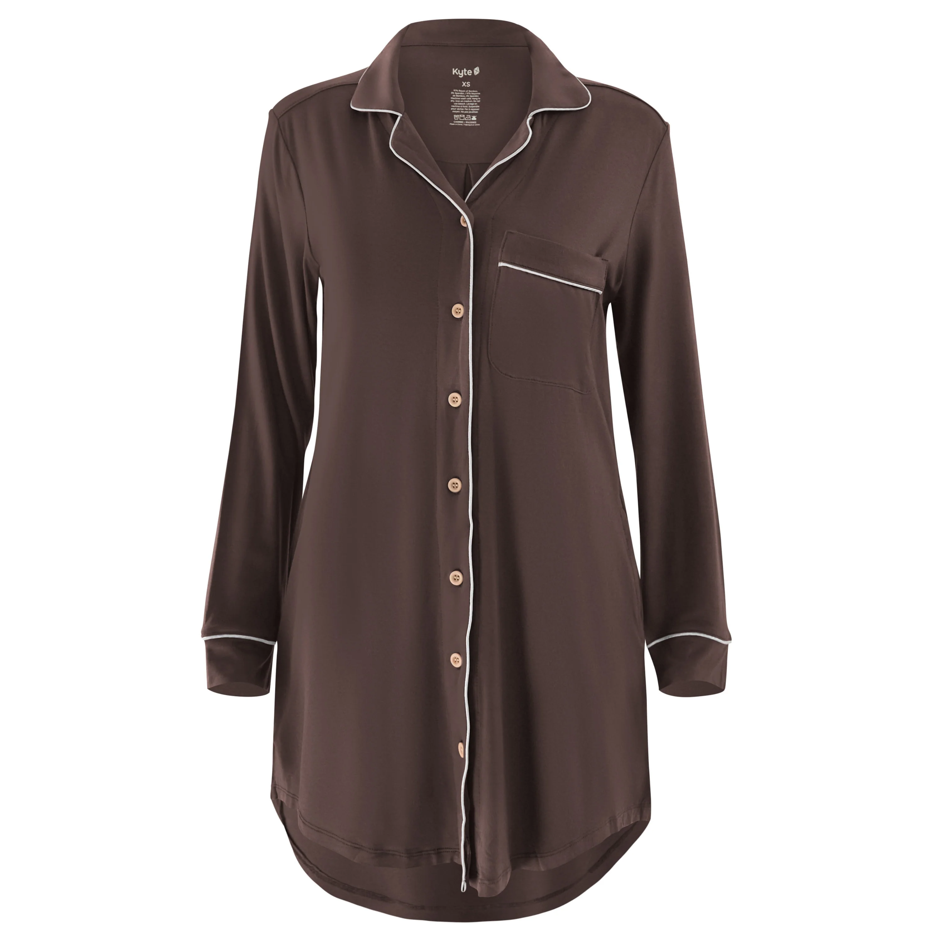 Long Sleeve Women’s Nightshirt in Espresso - Image 4