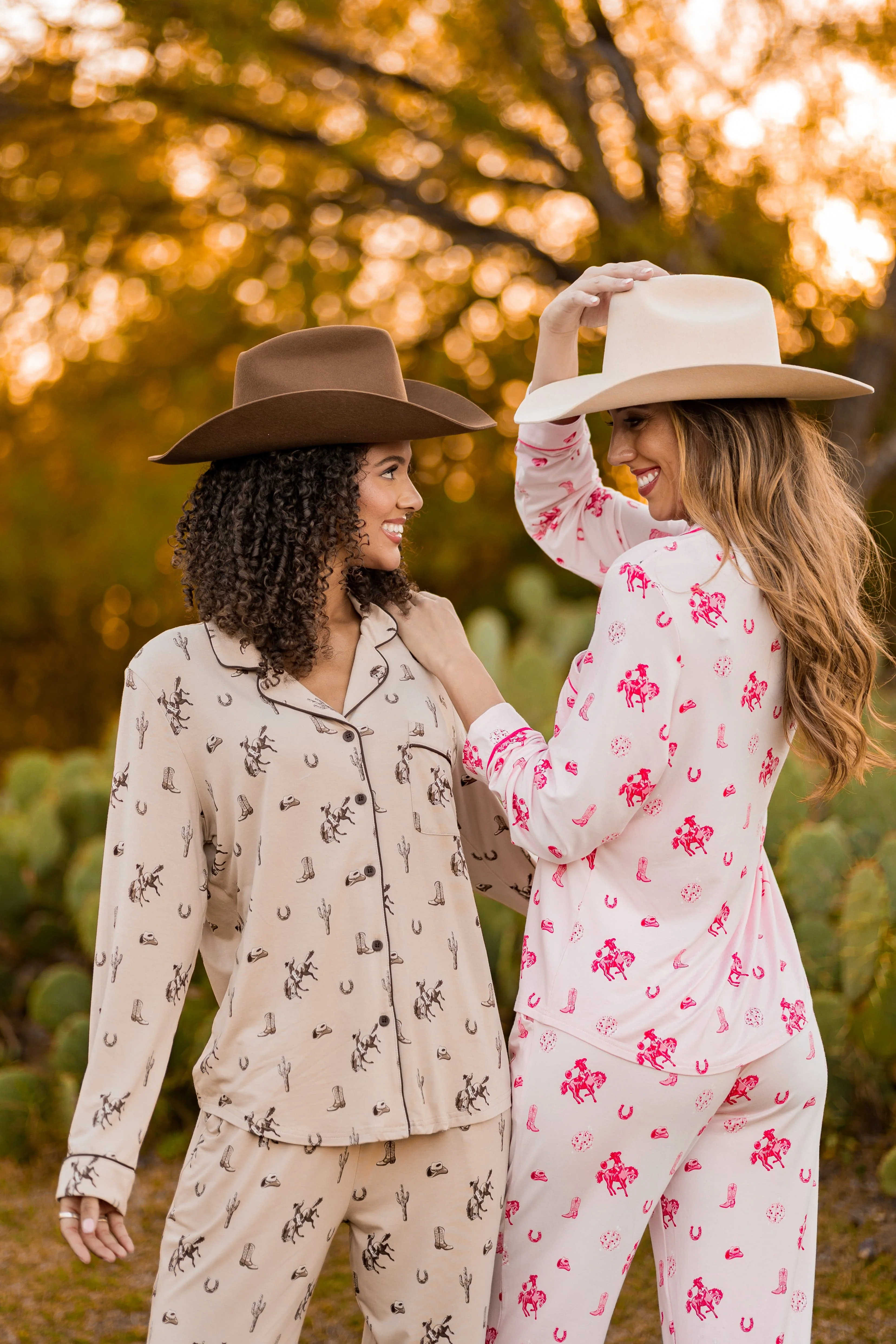 Long-Sleeved Women's Pajama Set in Disco Cowgirl - Image 3