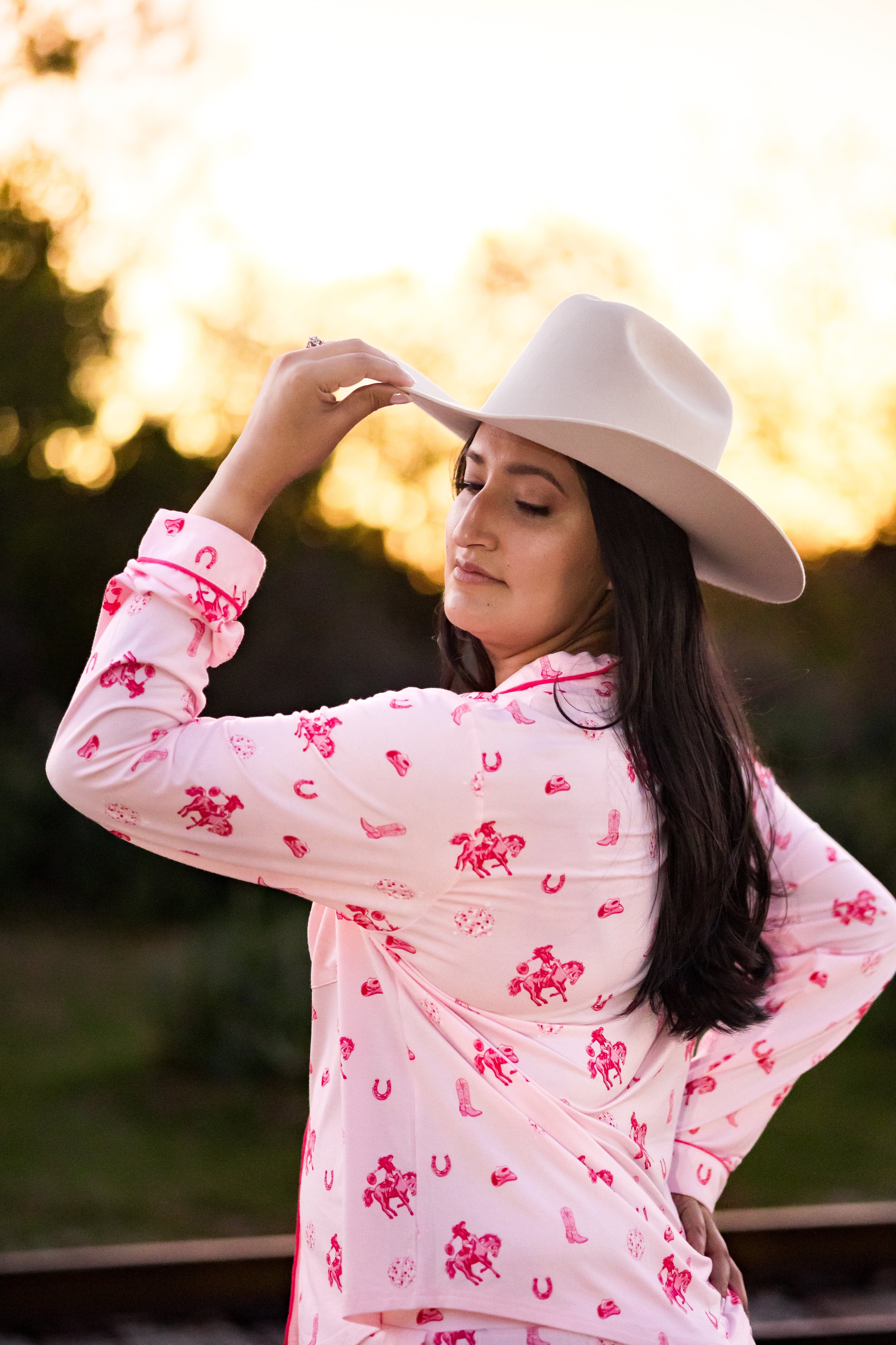 Long-Sleeved Women's Pajama Set in Disco Cowgirl - Image 4