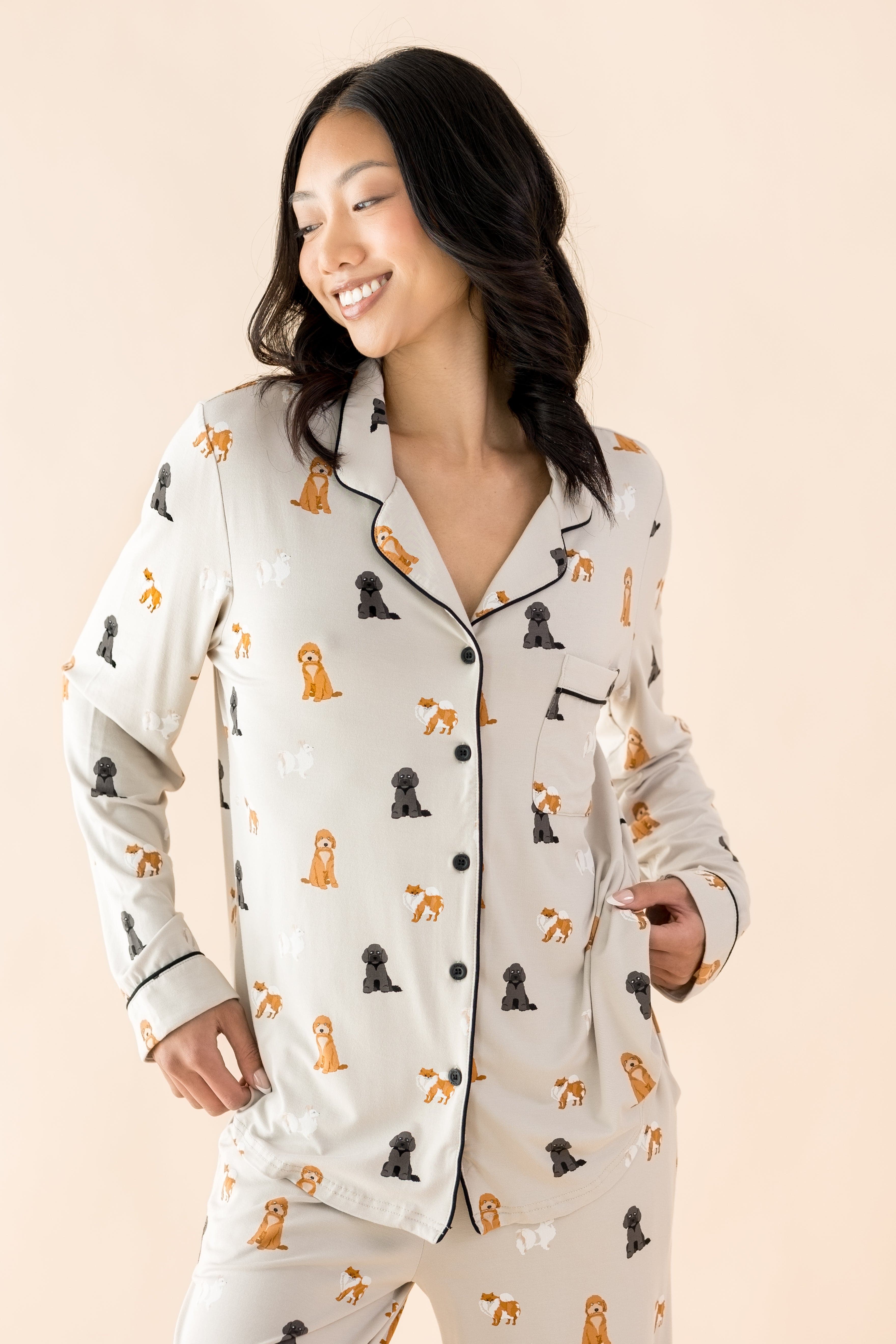 Long-Sleeved Women's Pajama Set in Fluffy Dog - Image 2