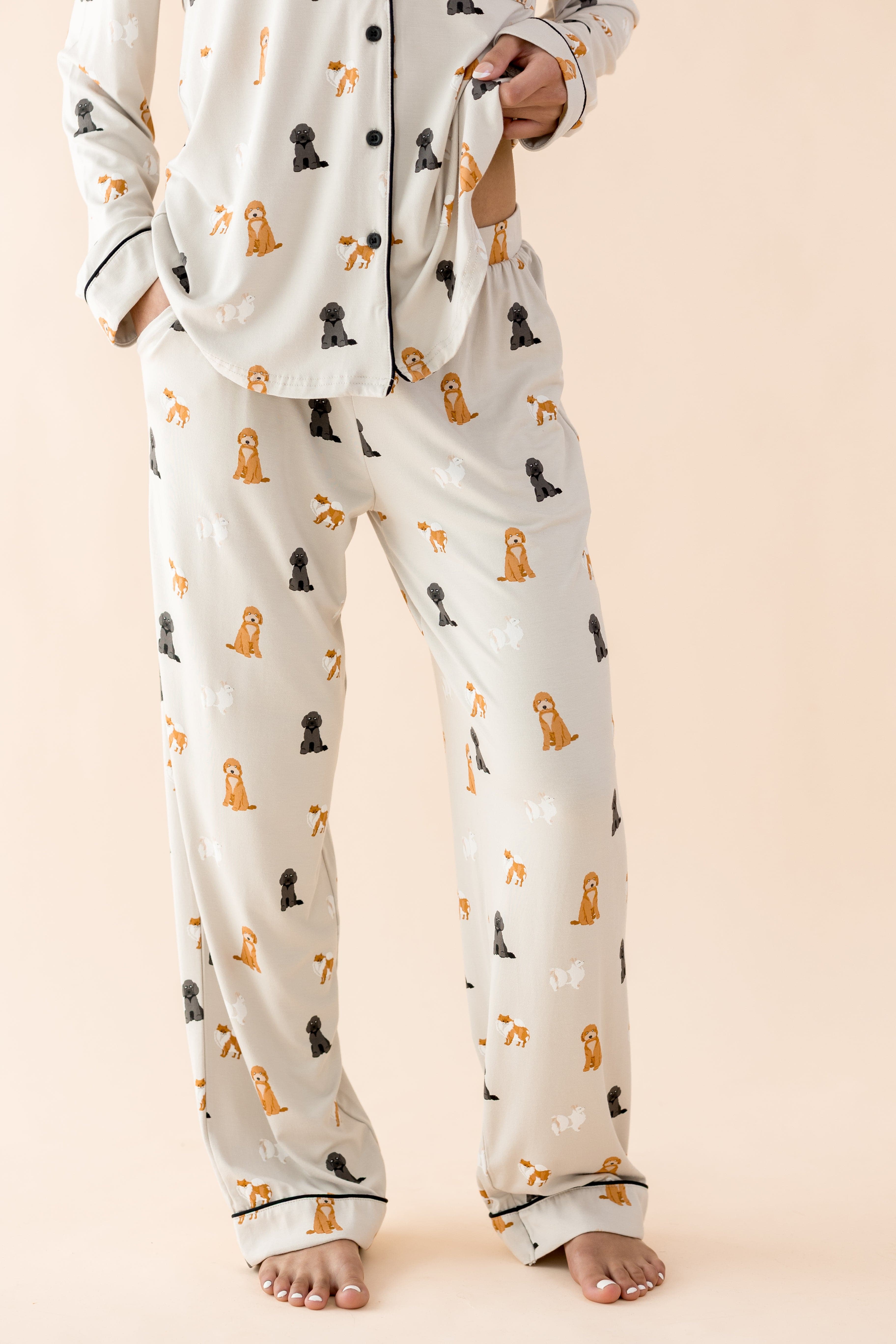 Long-Sleeved Women's Pajama Set in Fluffy Dog - Image 3