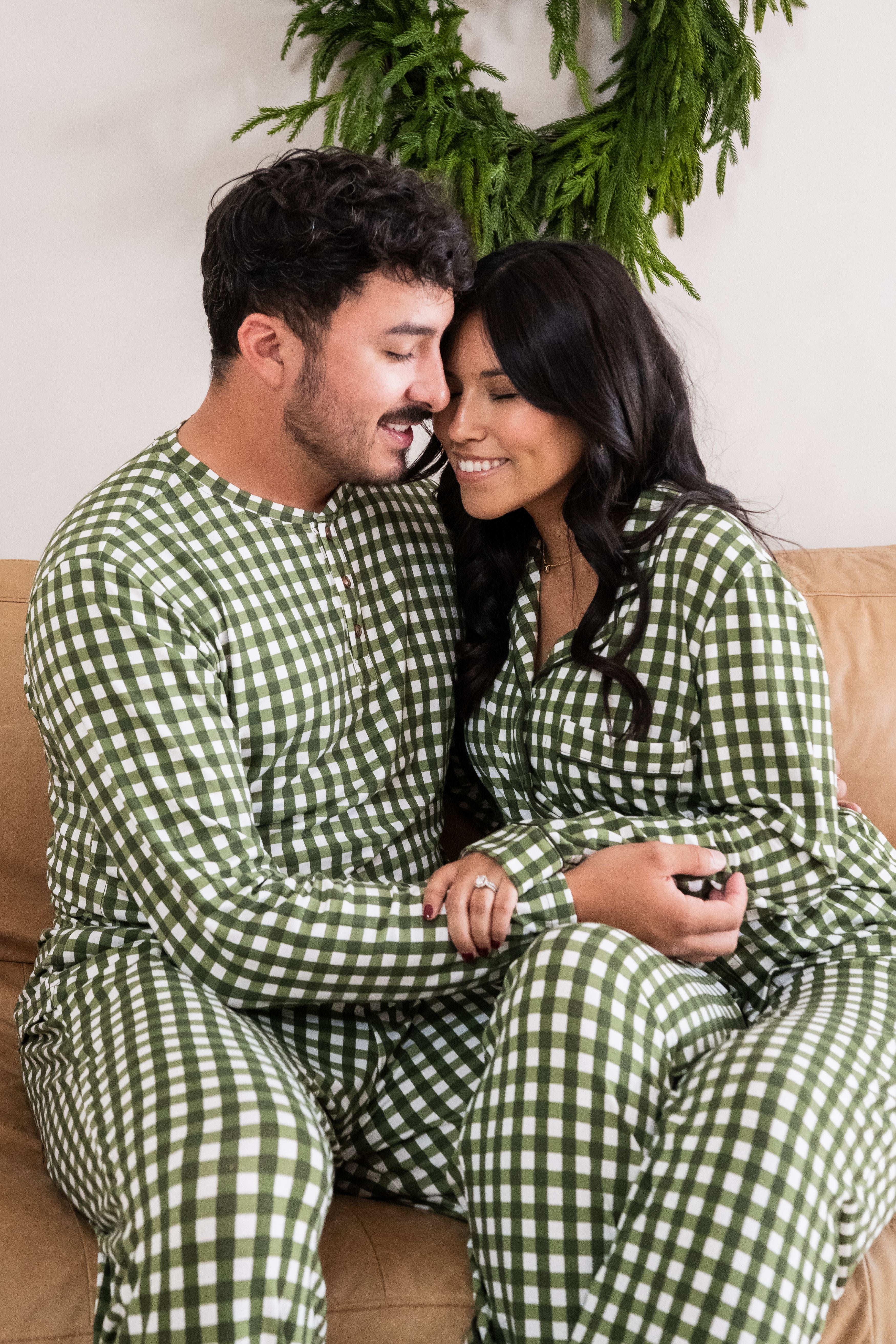 Long-Sleeved Women's Pajama Set in Gingham Fir - Image 3