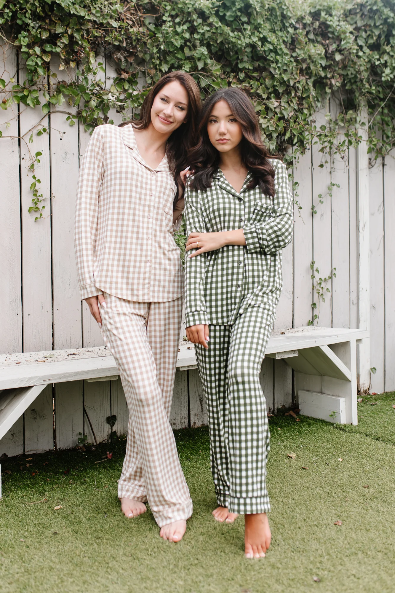 Long-Sleeved Women's Pajama Set in Gingham Fir - Image 7