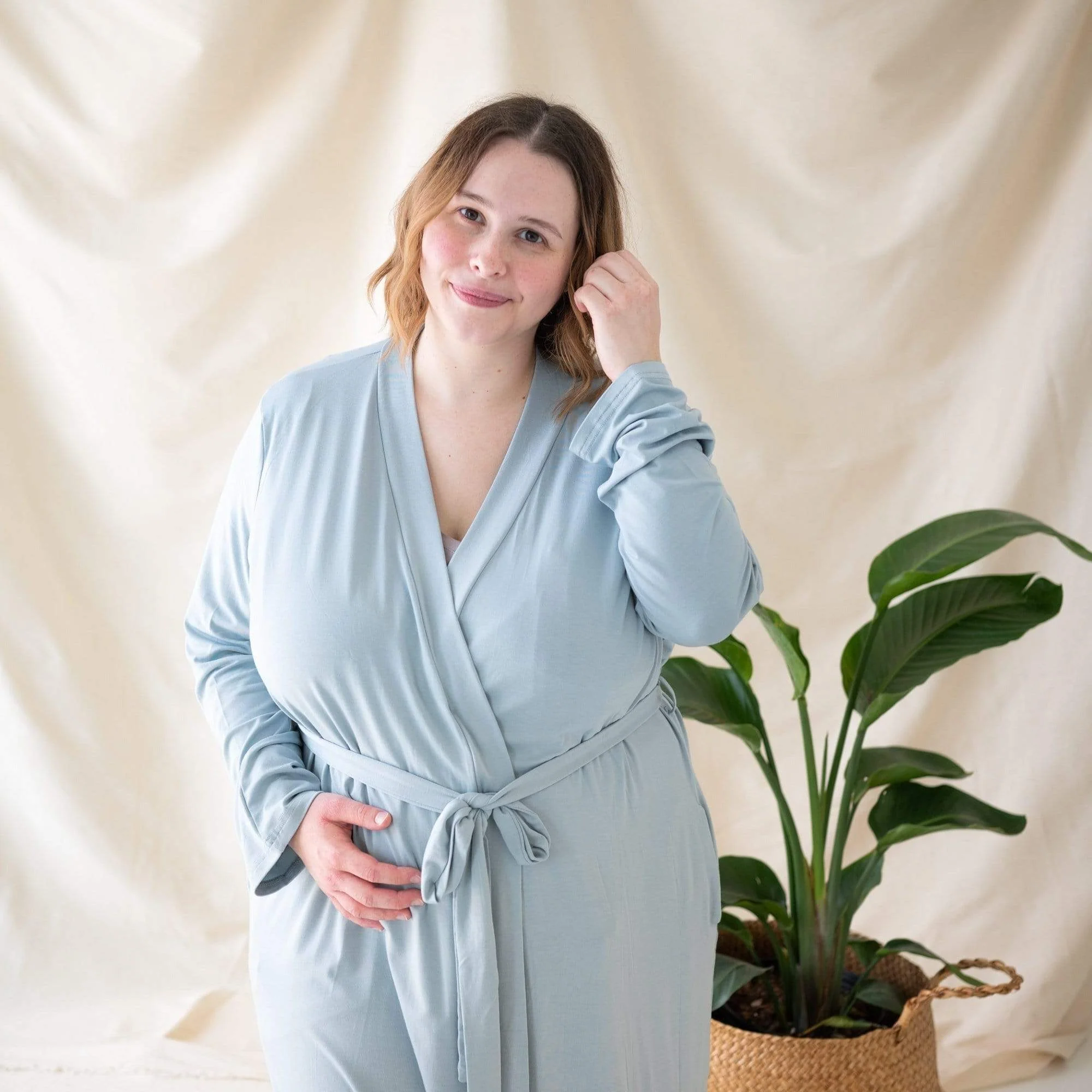 Women’s Lounge Robe in Fog - Image 4