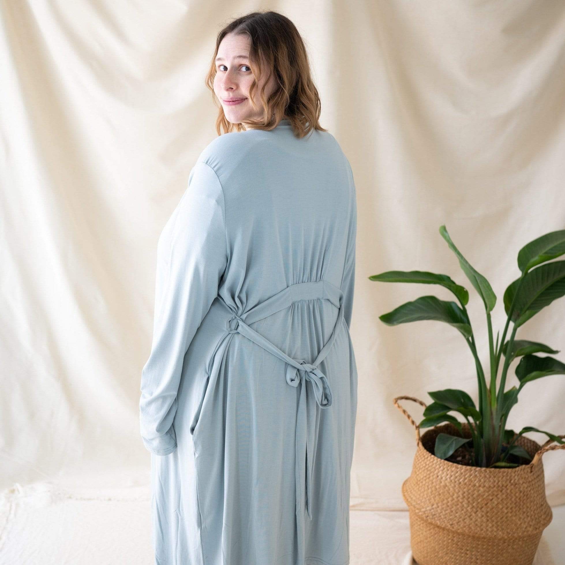 Women’s Lounge Robe in Fog - Image 5