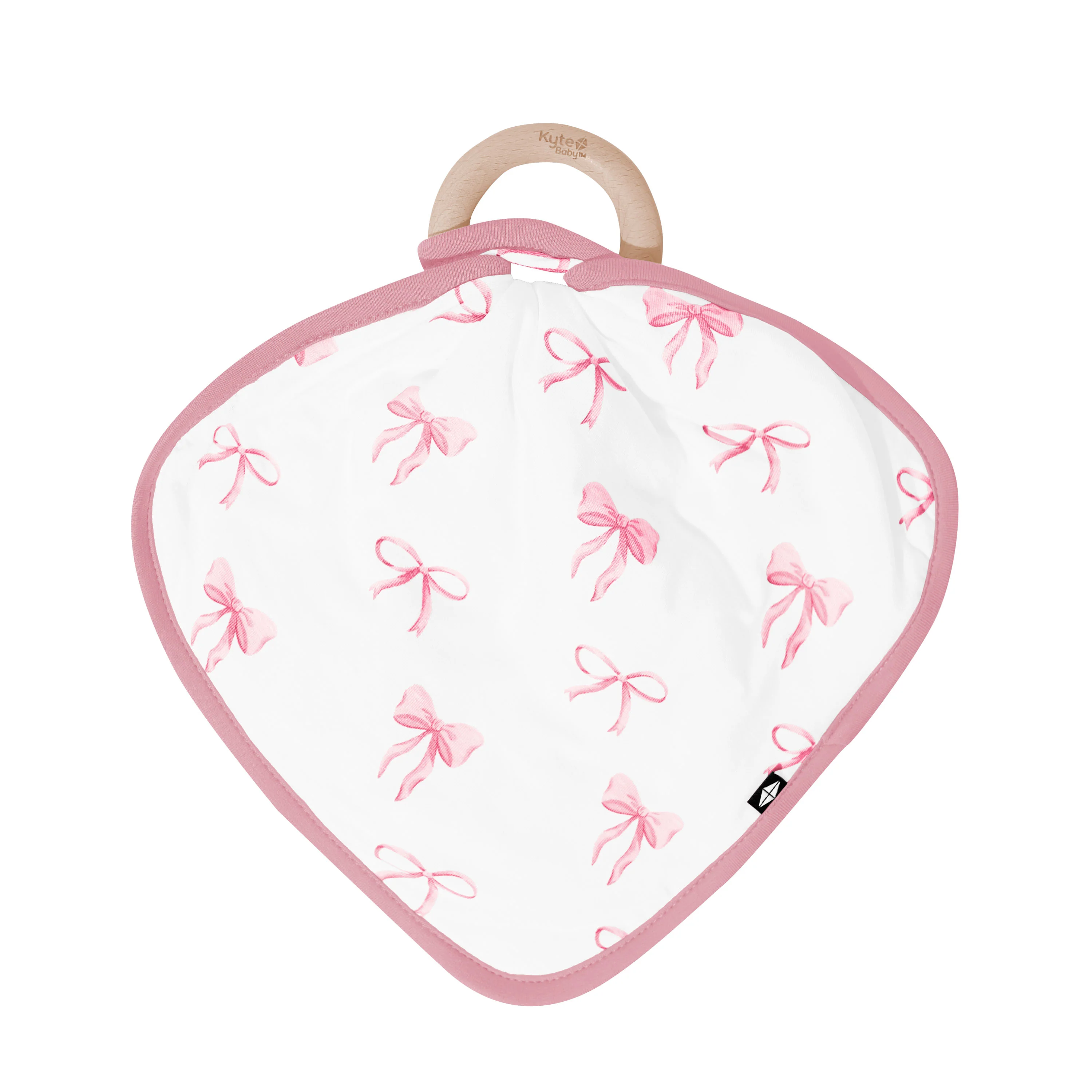 Lovey in Bow with Removable Wooden Teething Ring - Image 2