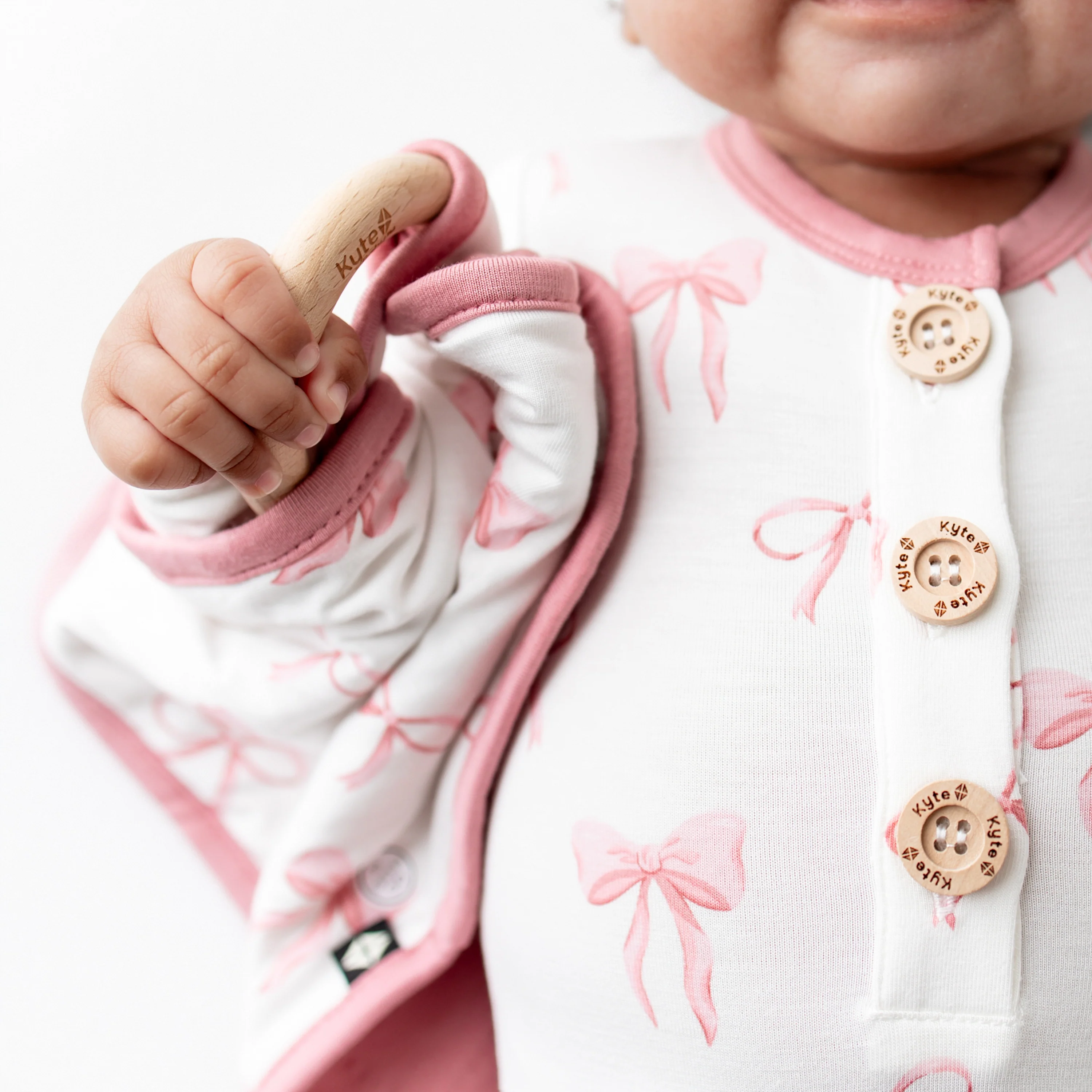 Lovey in Bow with Removable Wooden Teething Ring - Image 4