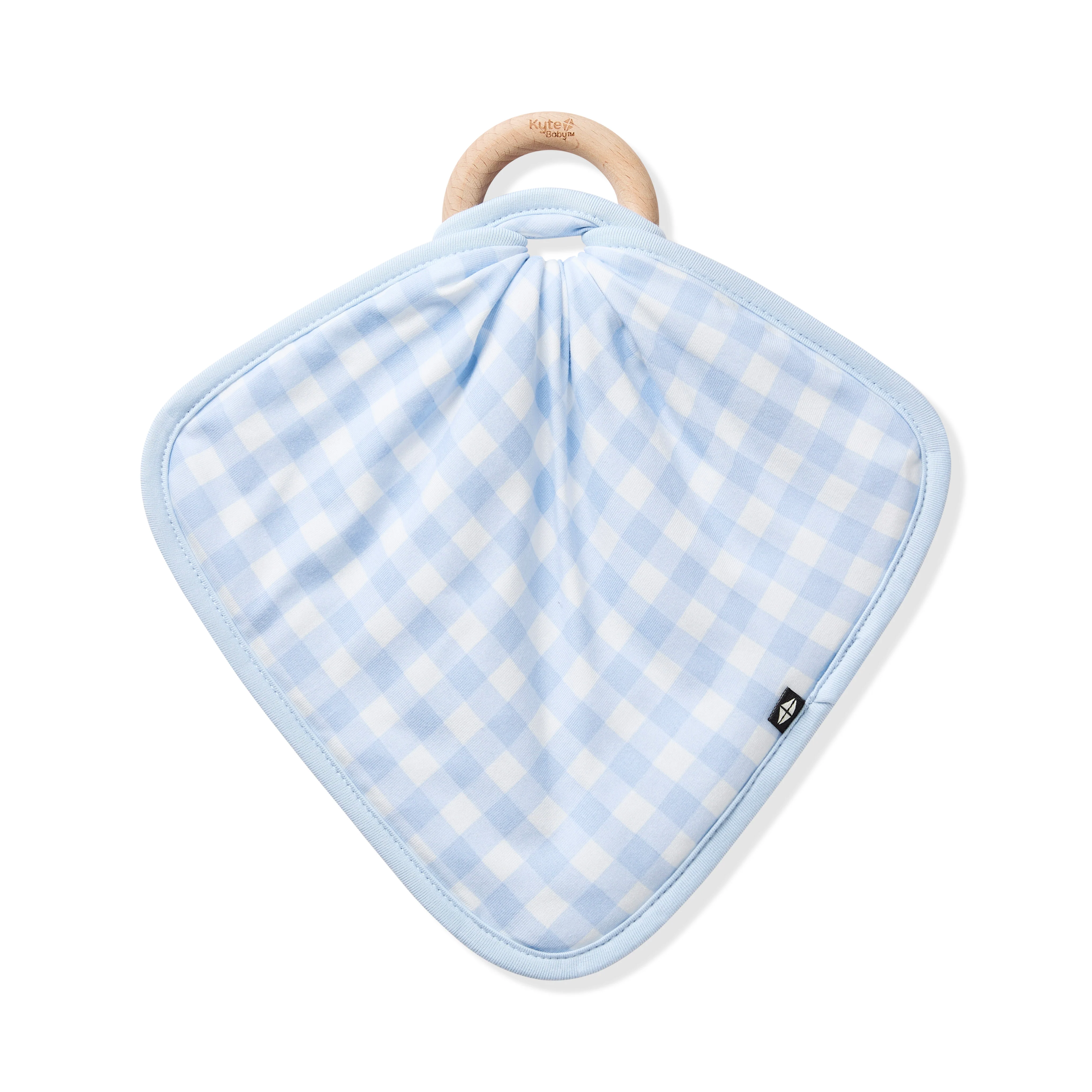 Lovey in Gingham Breeze with Removable Wooden Teething Ring - Image 2