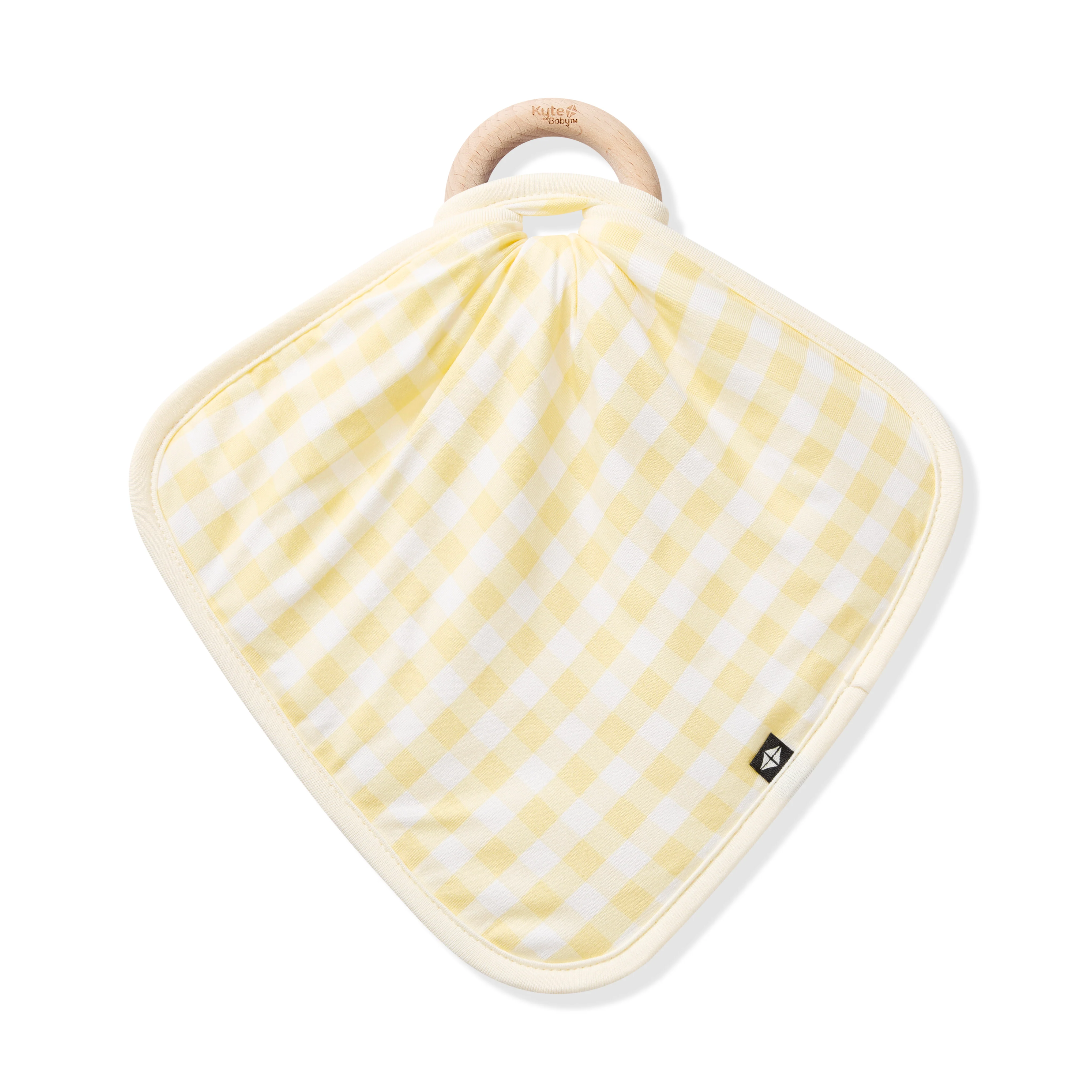 Lovey in Gingham Chamomile with Removable Wooden Teething Ring - Image 2