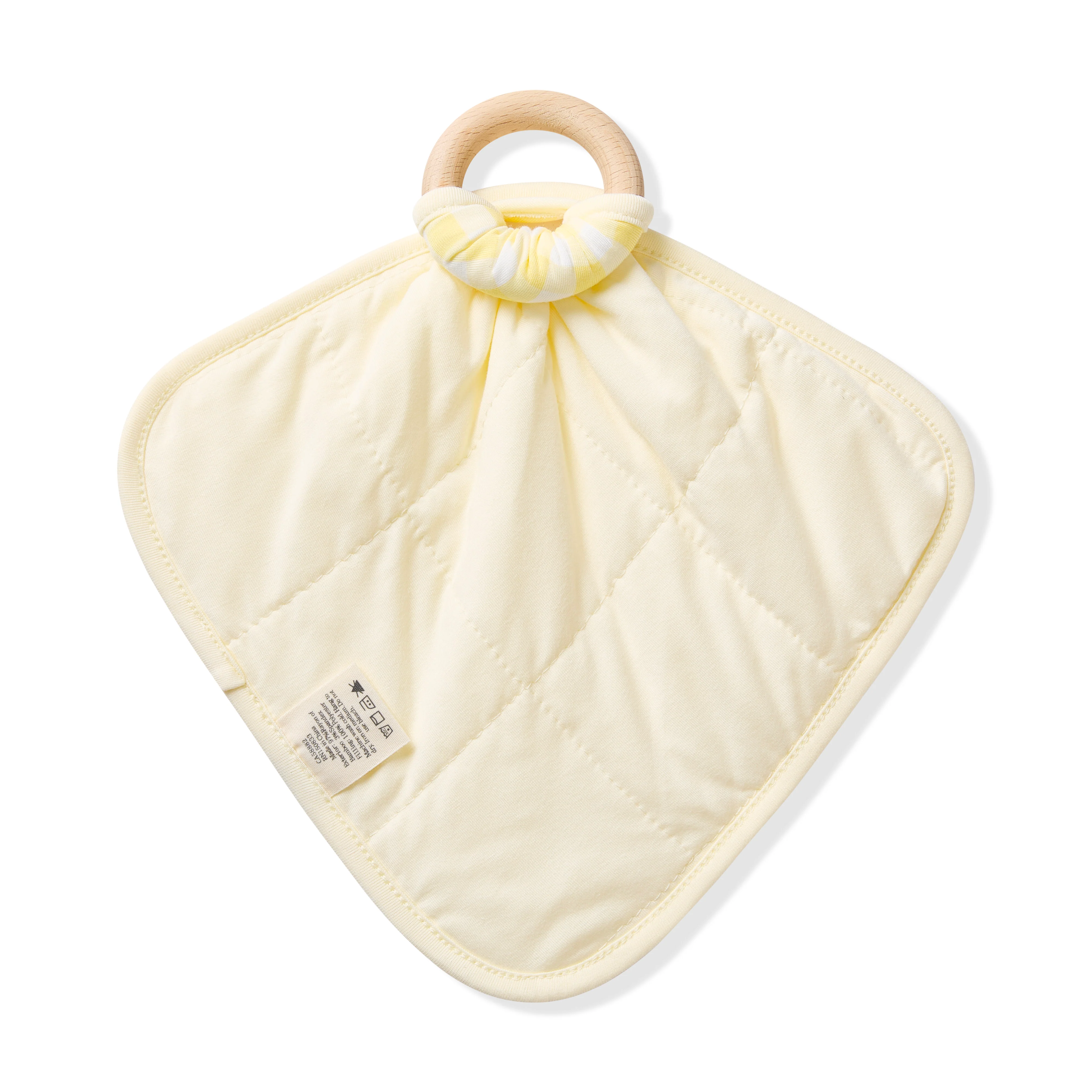 Lovey in Gingham Chamomile with Removable Wooden Teething Ring - Image 3