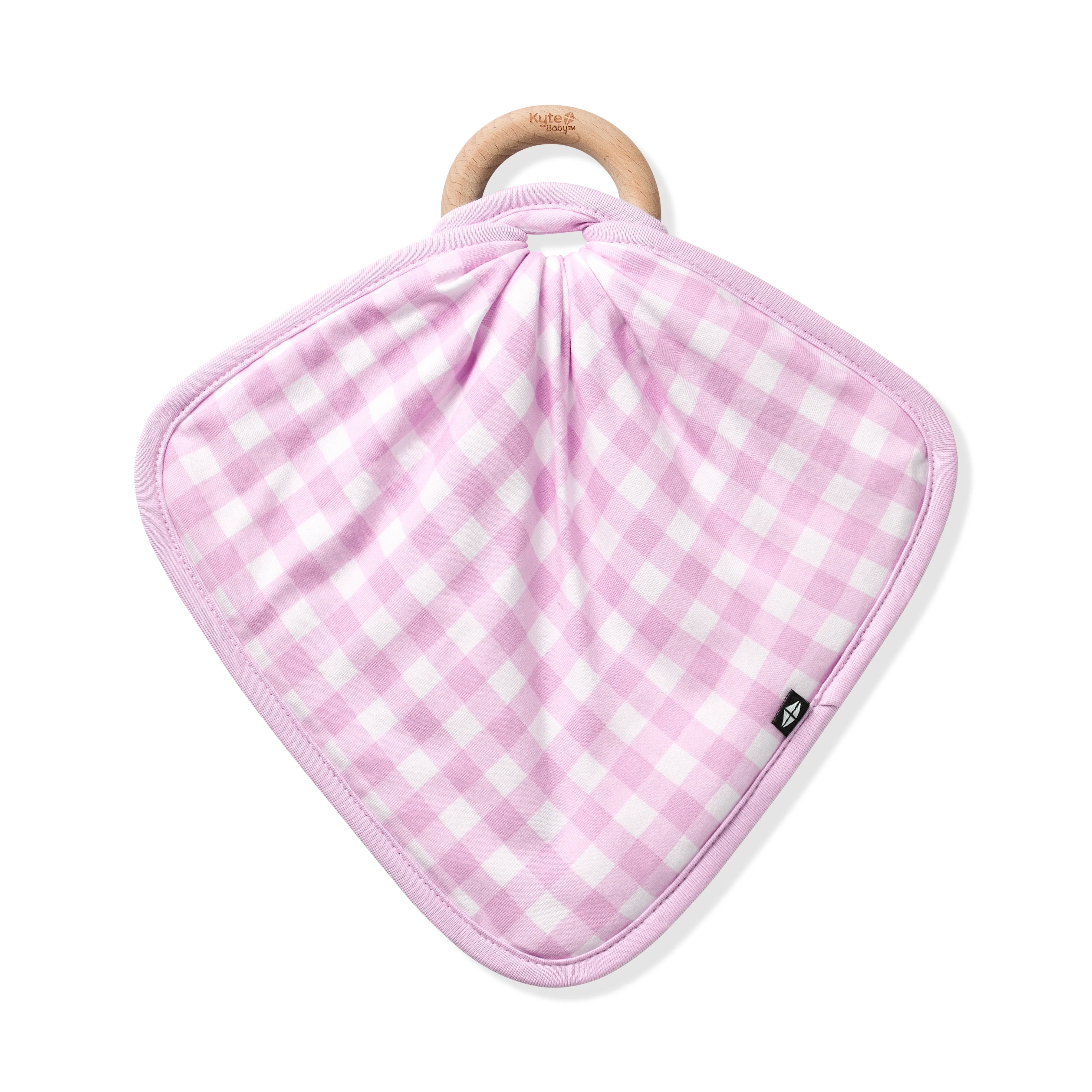 Lovey in Gingham Thistle with Removable Wooden Teething Ring - Image 2