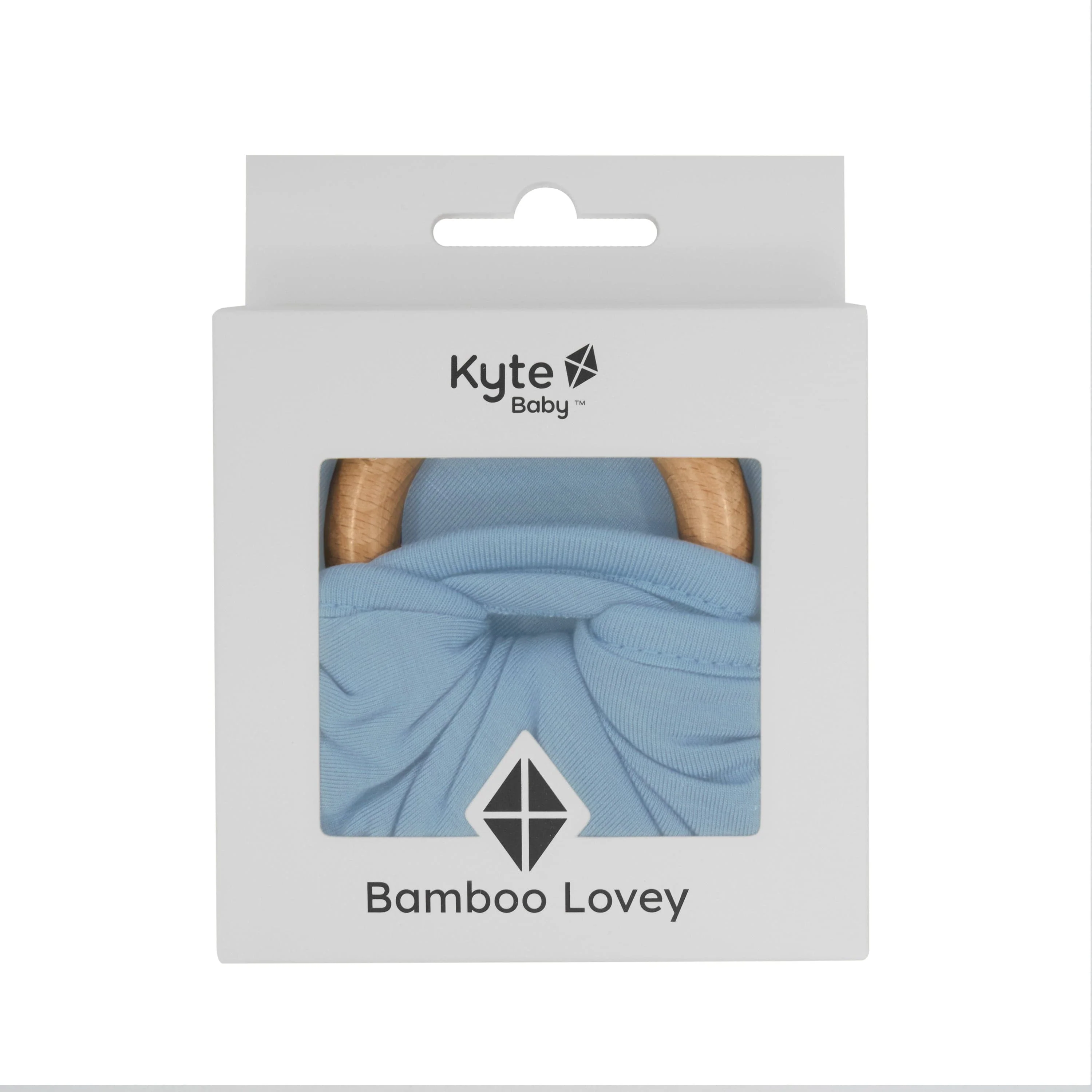 Lovey in Slate with Removable Wooden Teething Ring - Image 2
