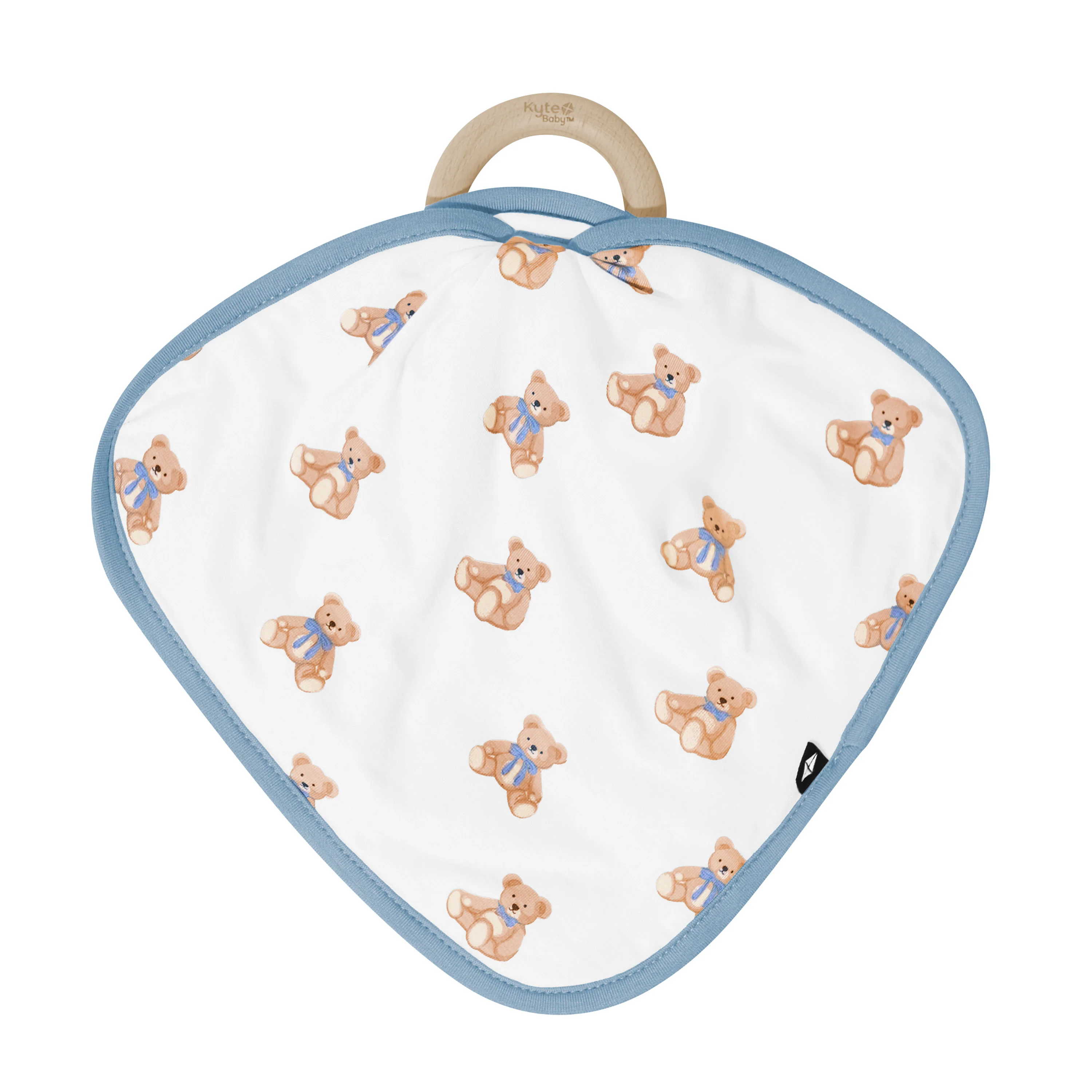 Lovey in Teddy Bear with Removable Wooden Teething Ring - Image 2