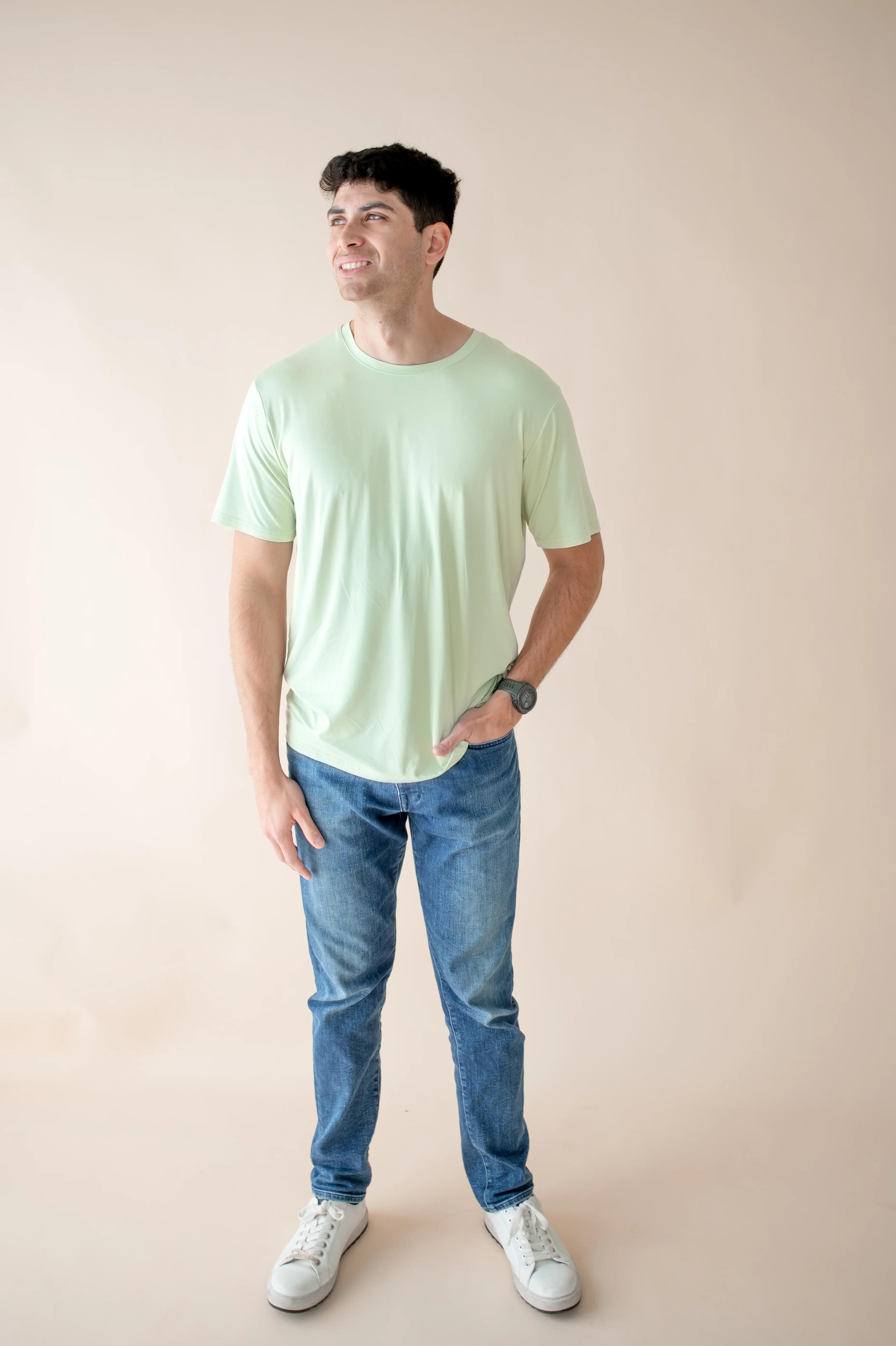 Men's Crew Neck Tee in Basil - Image 4