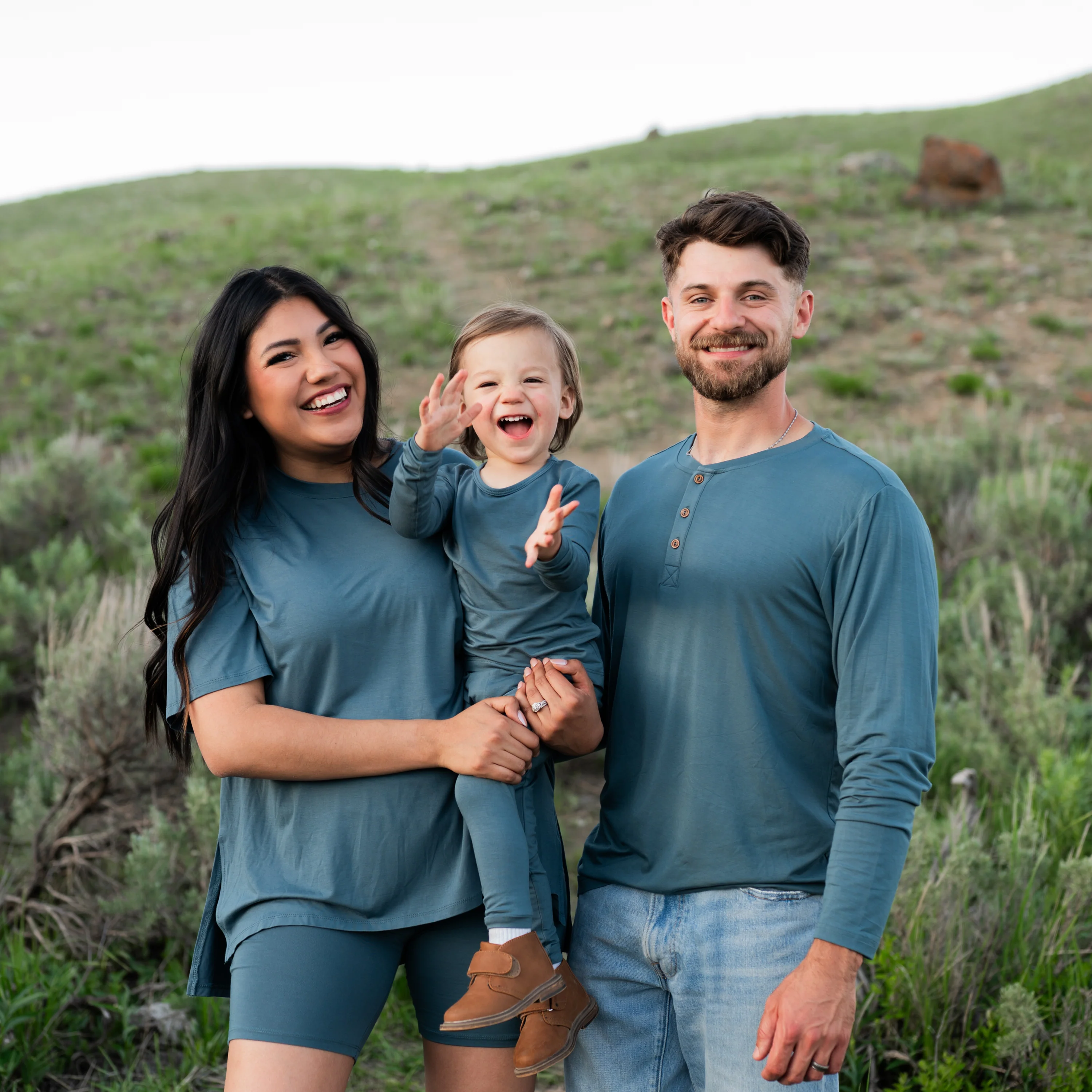 Men's Long Sleeve Henley Top in Atlantic - Image 2