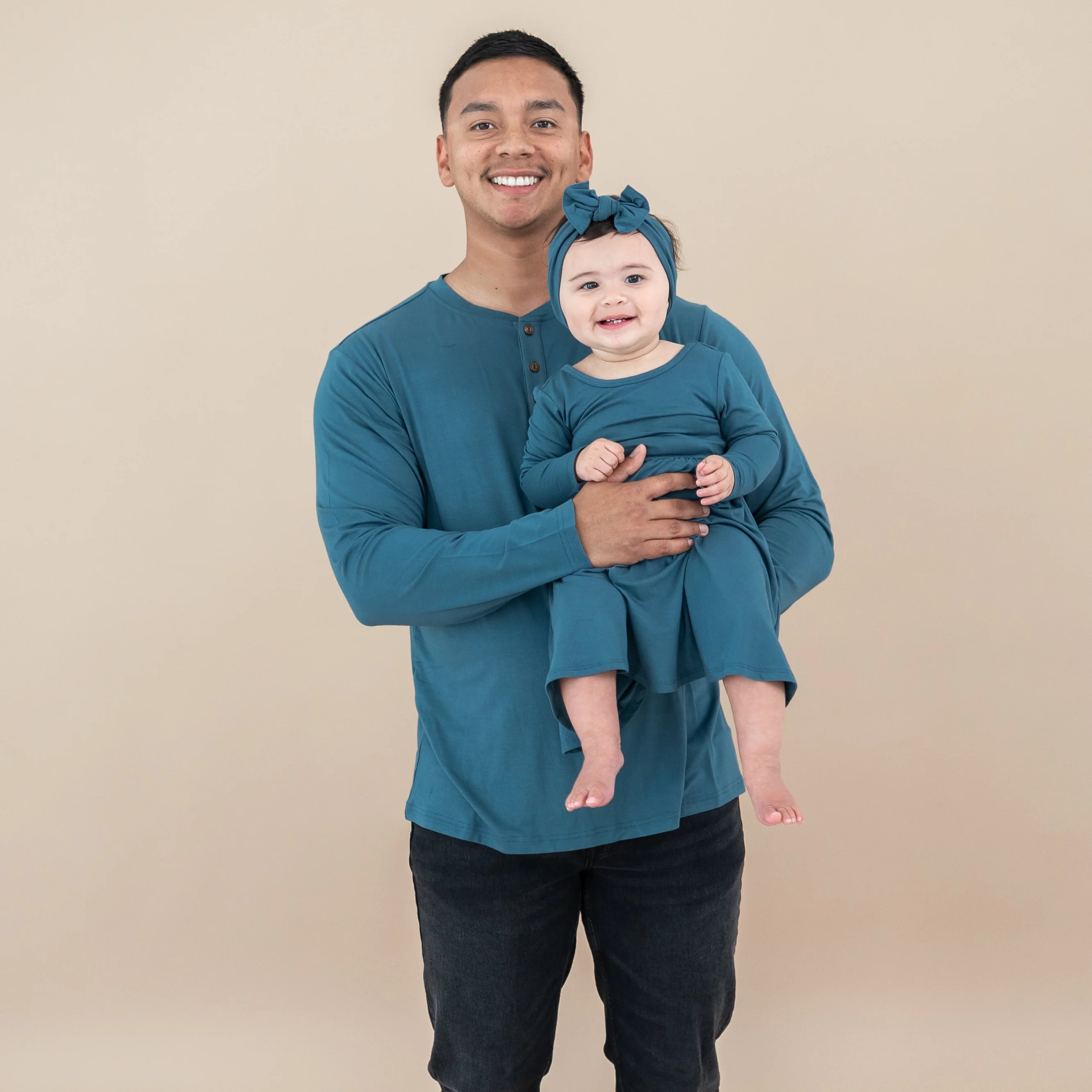 Men's Long Sleeve Henley Top in Atlantic - Image 3