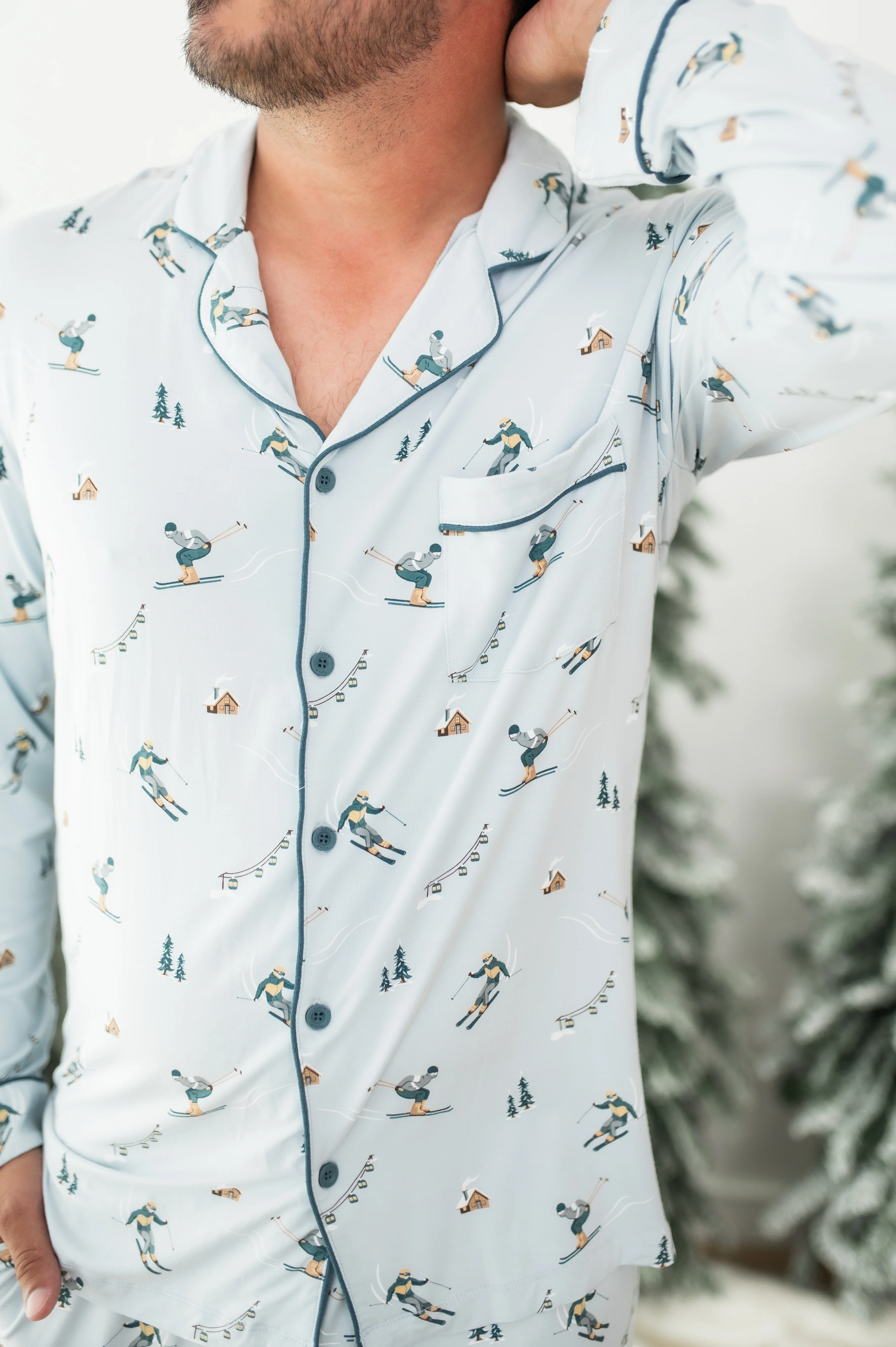 Men's Long Sleeve Pajama Set in Ski - Image 3