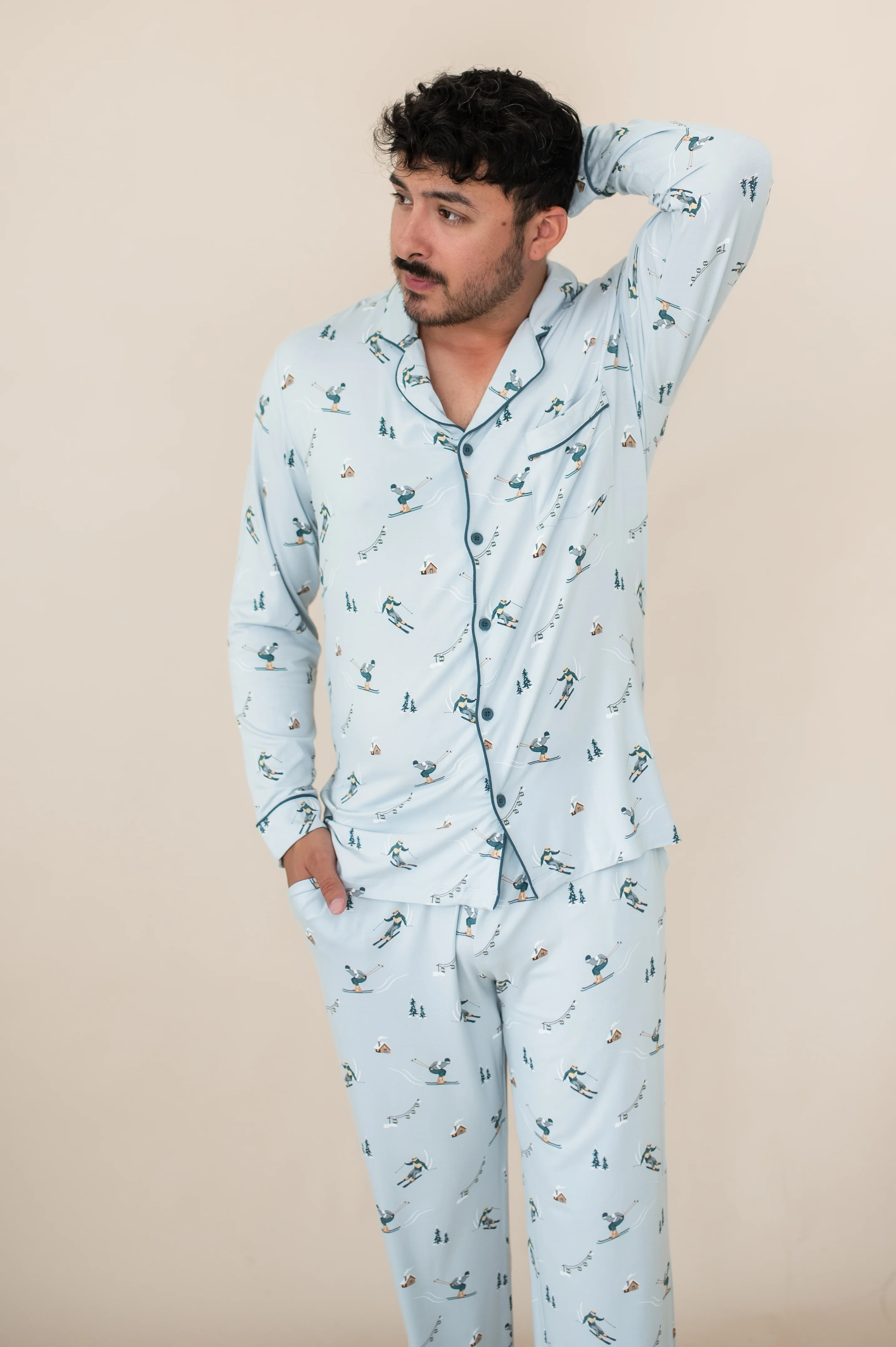 Men's Long Sleeve Pajama Set in Ski - Image 4