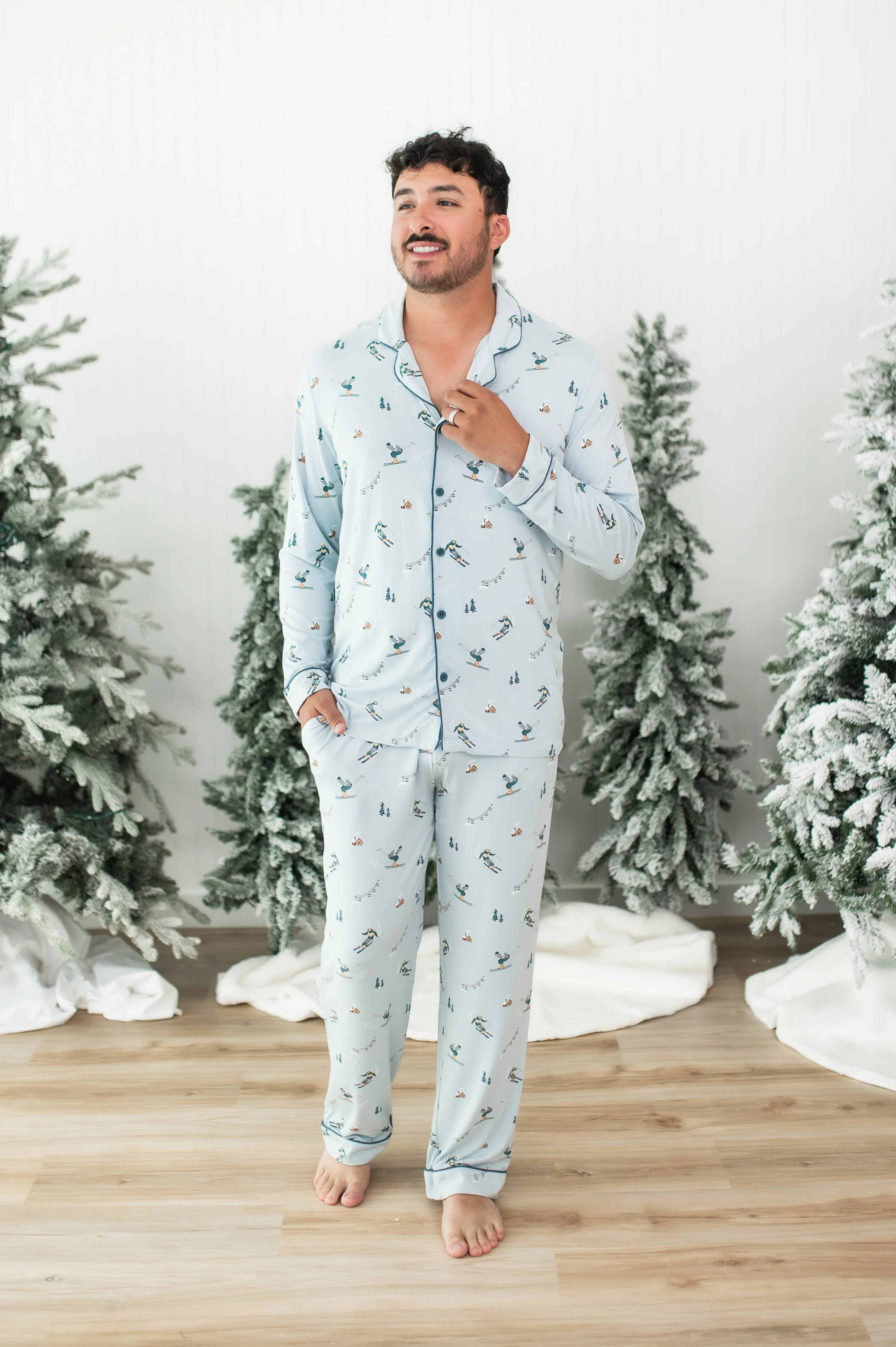 Men's Long Sleeve Pajama Set in Ski - Image 5