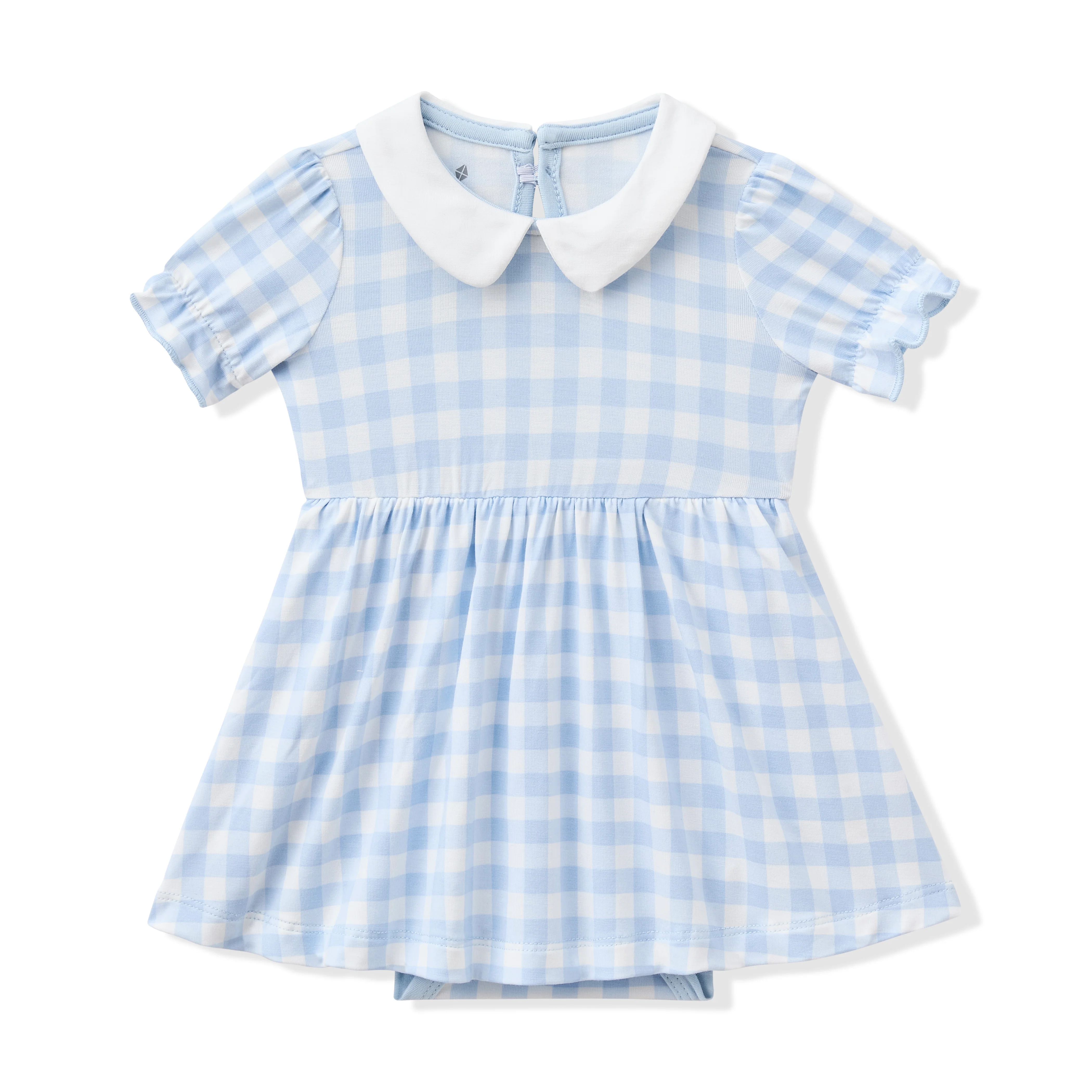 Peter Pan Collar Bodysuit Dress in Gingham Breeze - Image 2
