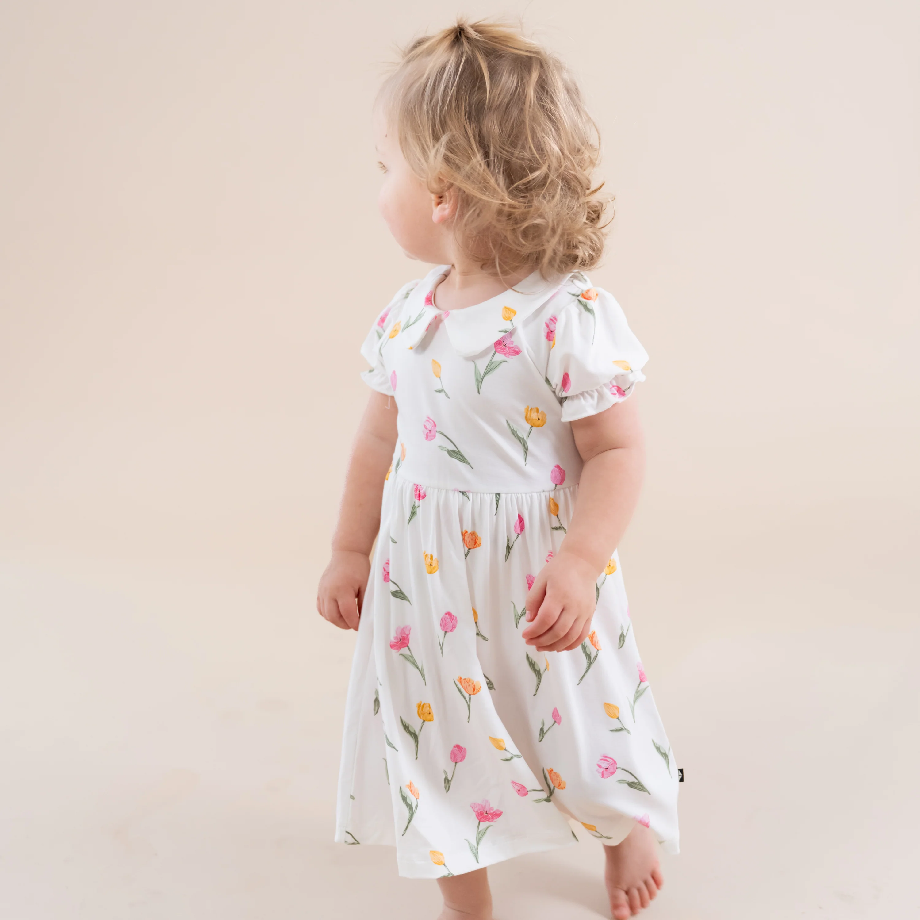 Peter Pan Collar Bodysuit Dress in Tulip - Image 3