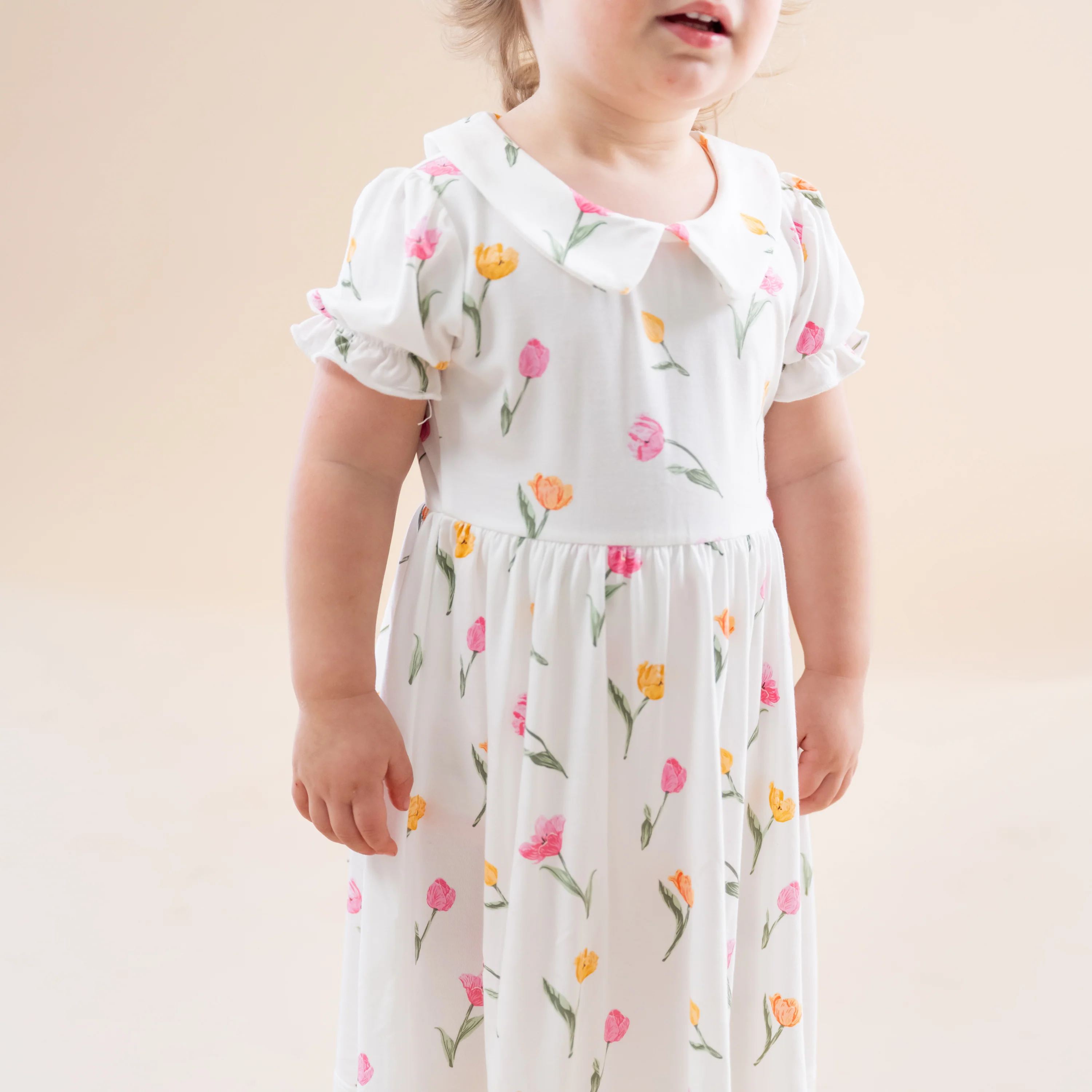Peter Pan Collar Bodysuit Dress in Tulip - Image 4
