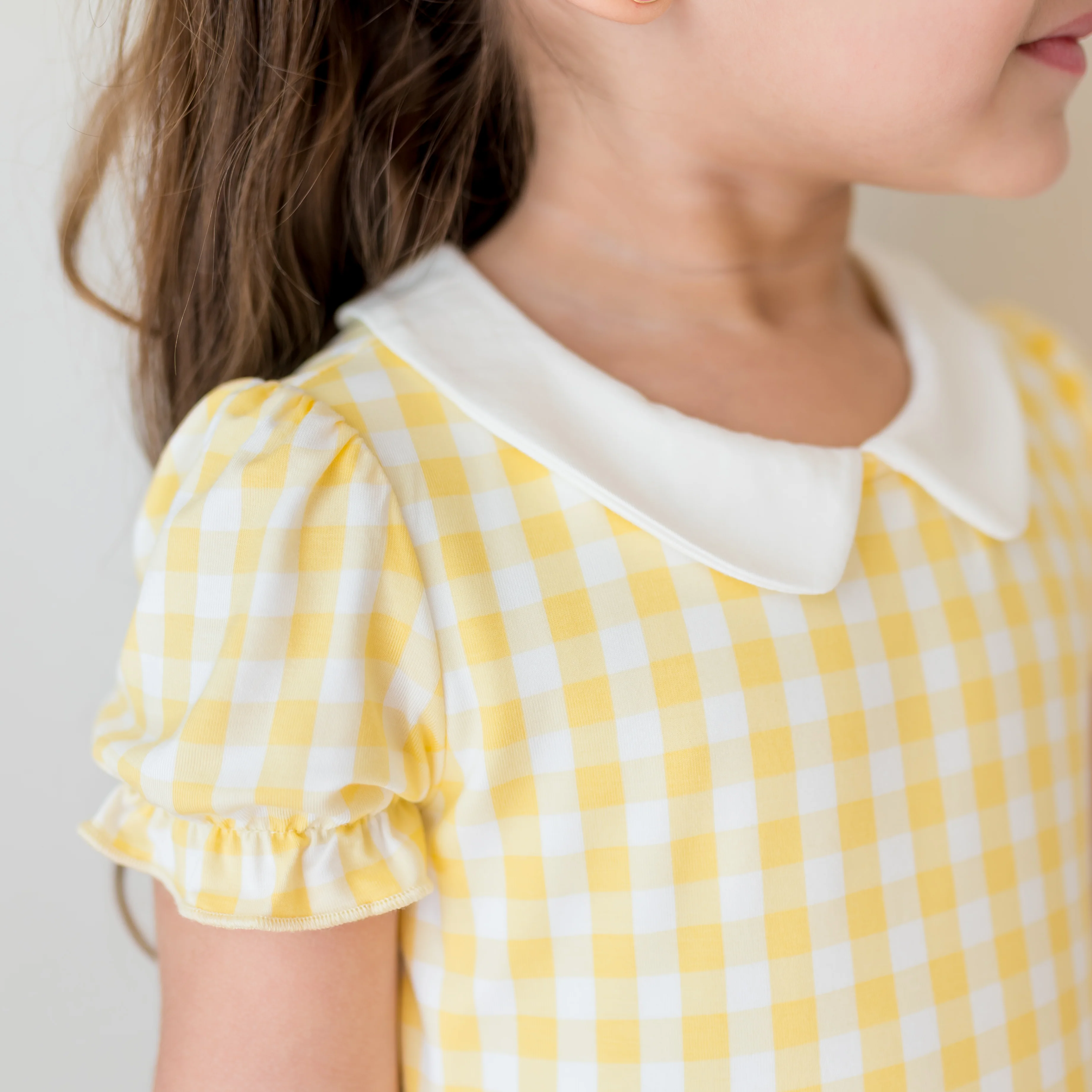 Peter Pan Collar Dress in Gingham Chamomile - Image 3
