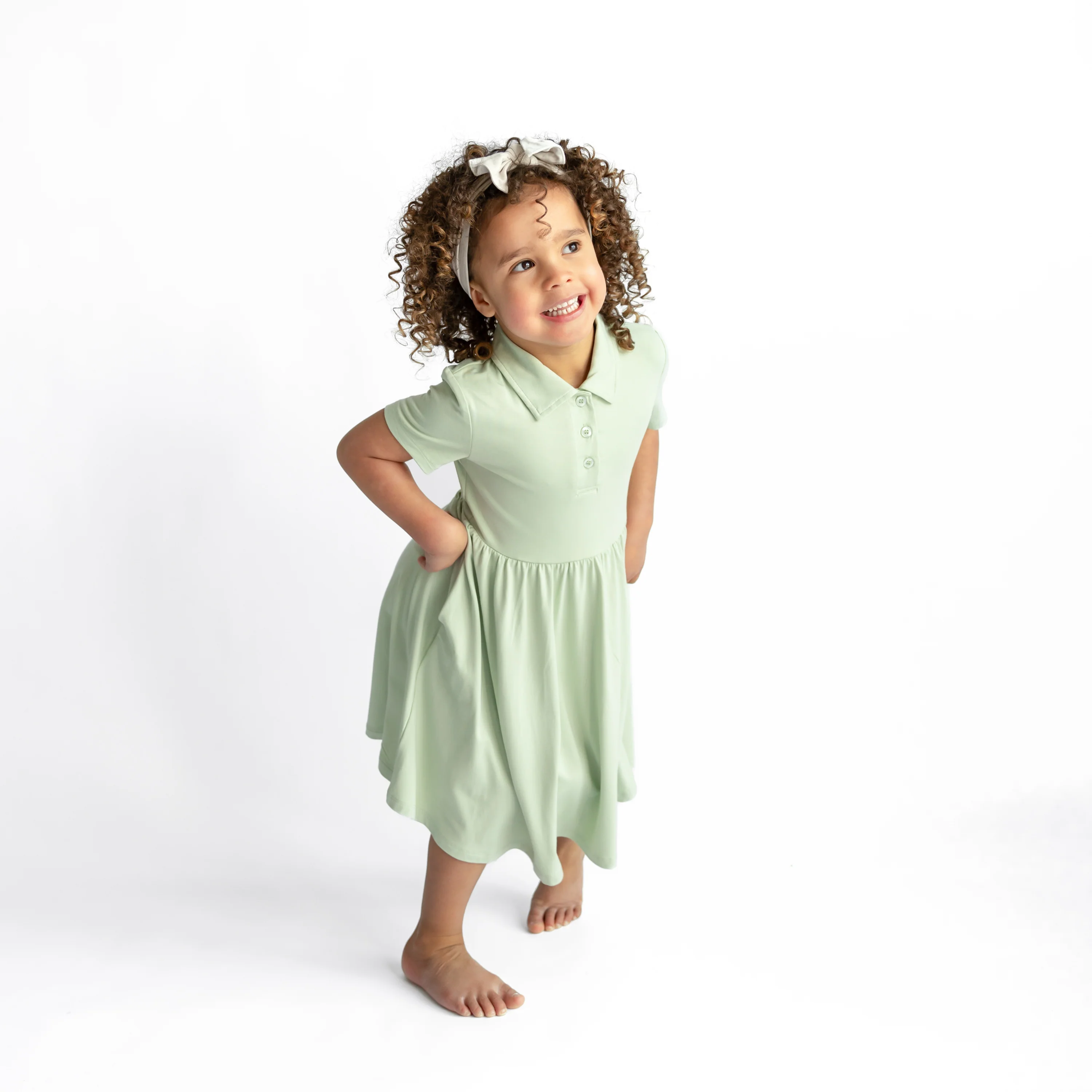 Polo Dress in Basil - Image 3