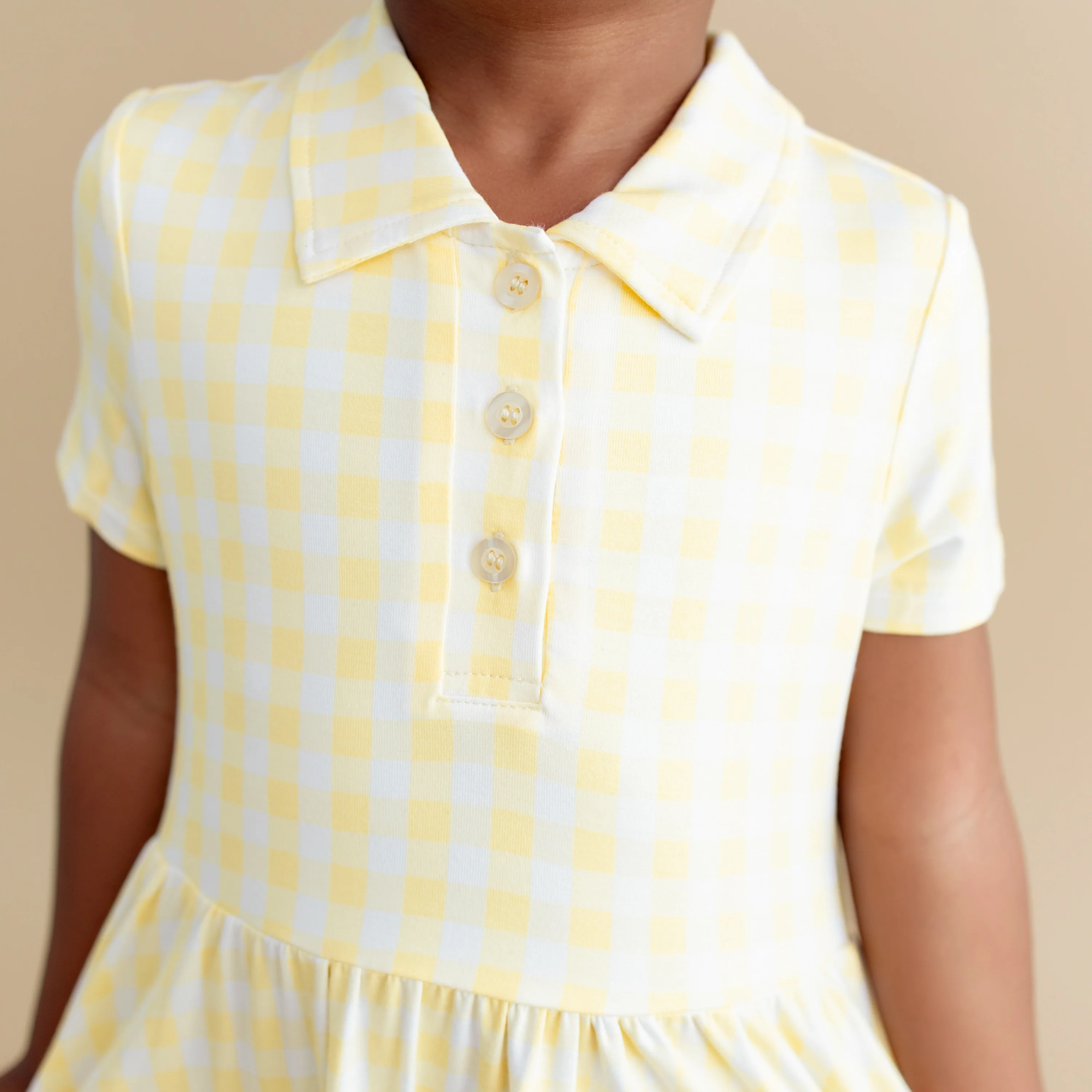 Polo Dress in Gingham Chamomile - Image 4