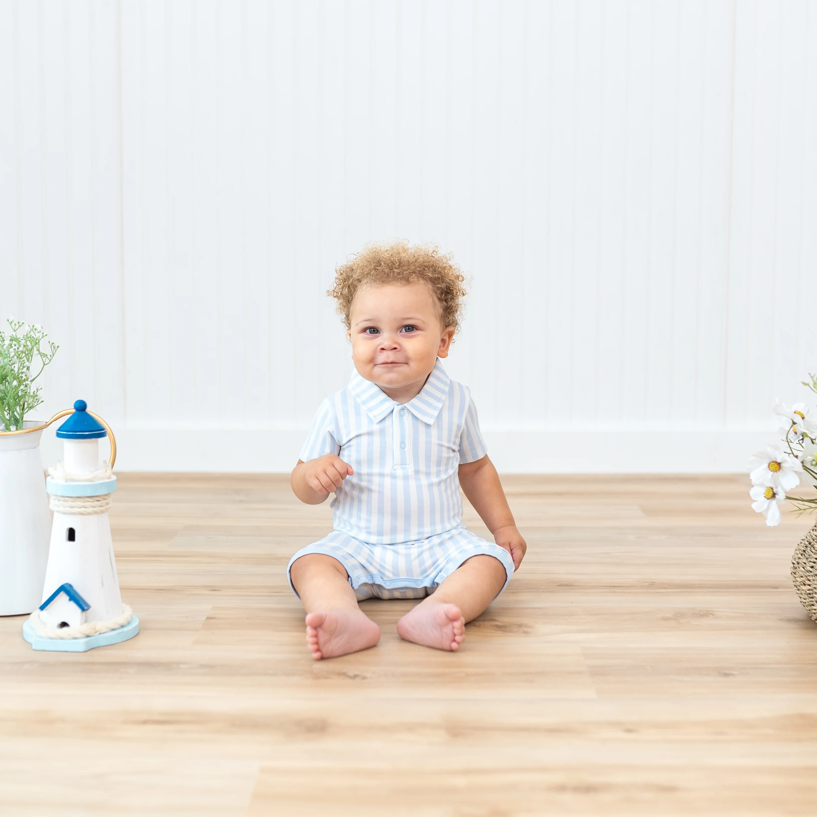 Polo Shortall in Small Mist Stripe - Image 3
