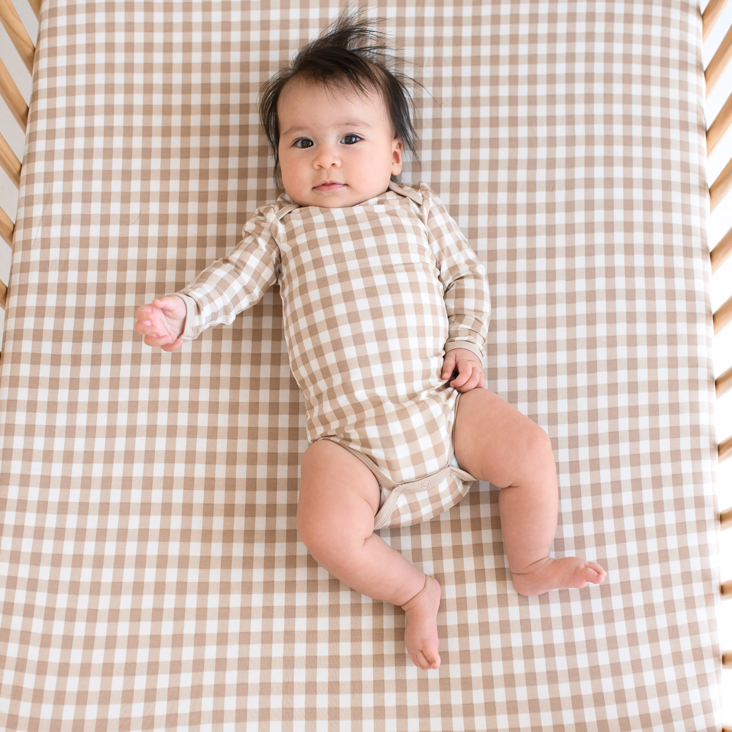 Crib Sheet in Gingham Bisque - Image 2