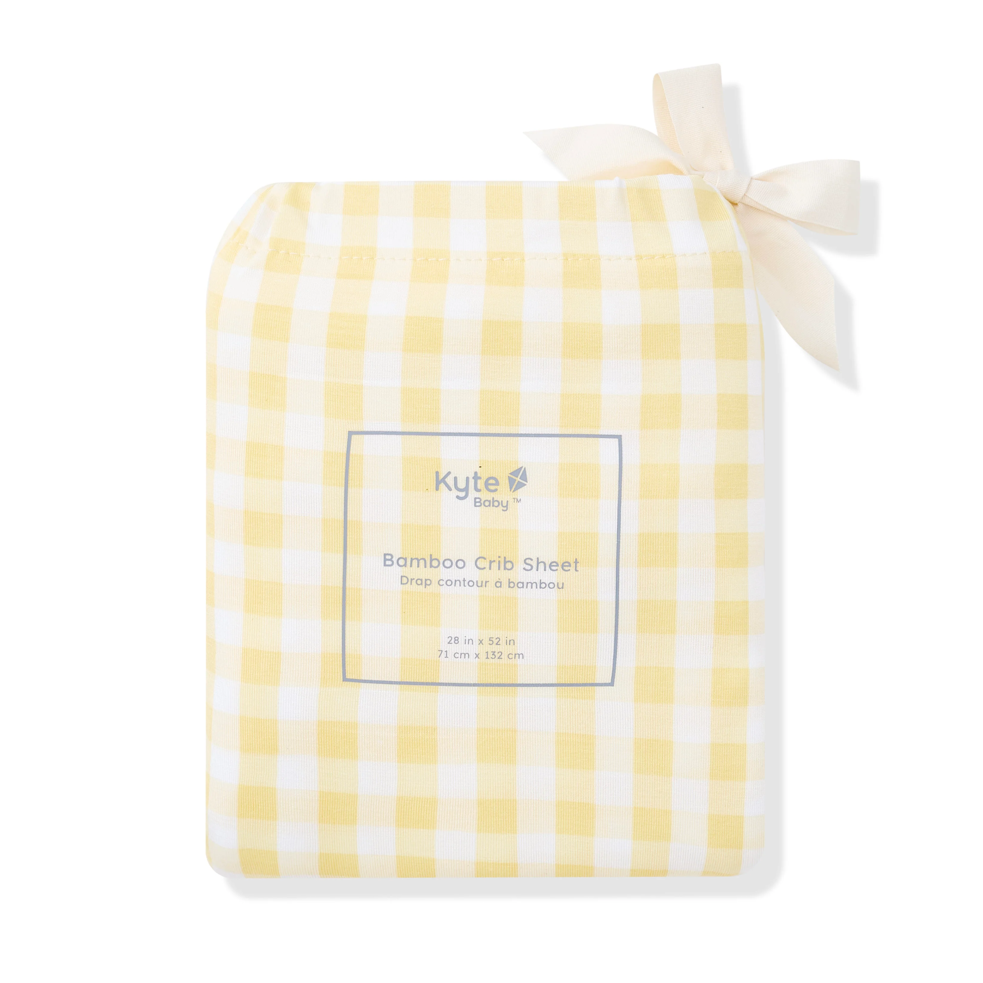 Crib Sheet in Gingham Chamomile - Image 3