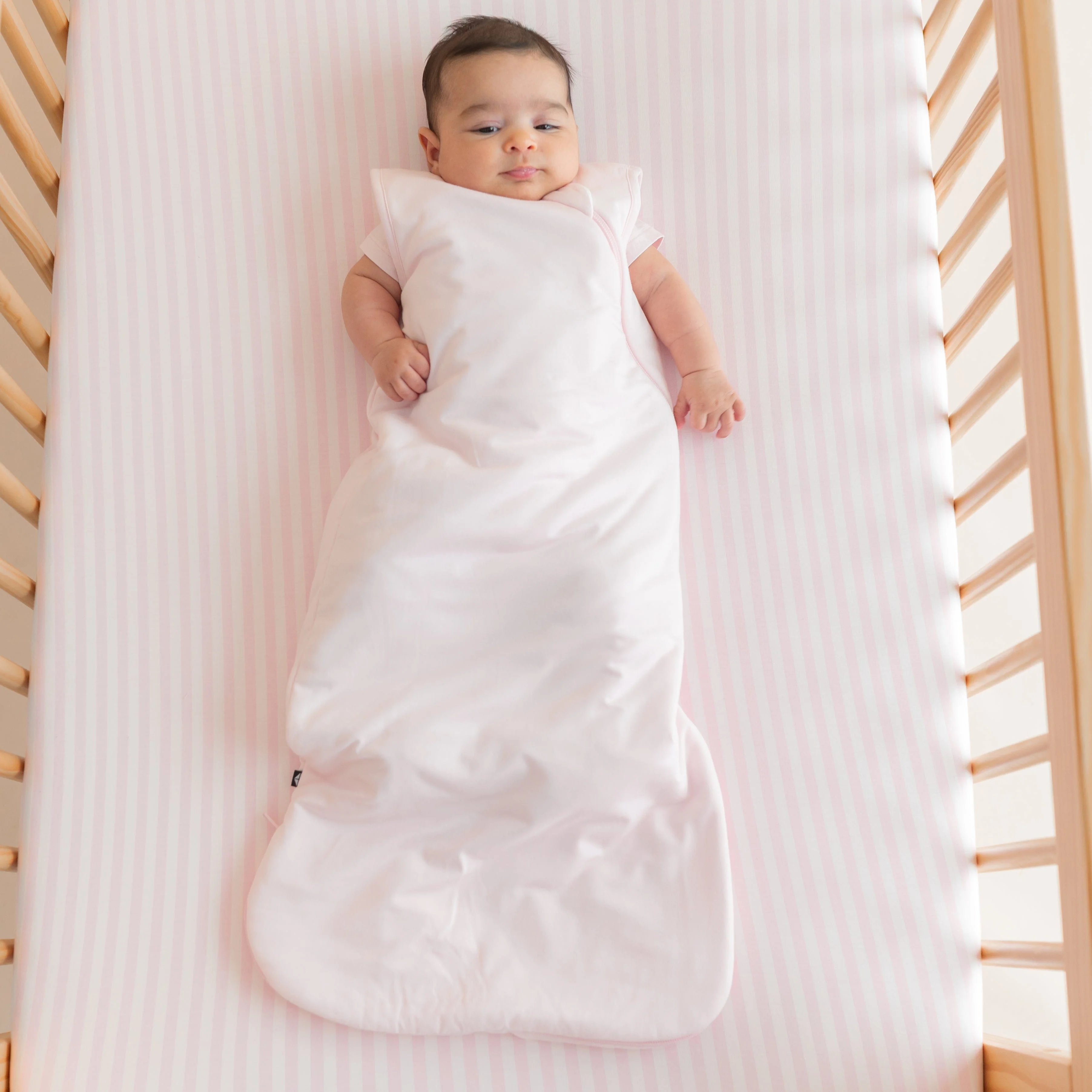 Crib Sheet in Small Sakura Stripe - Image 4