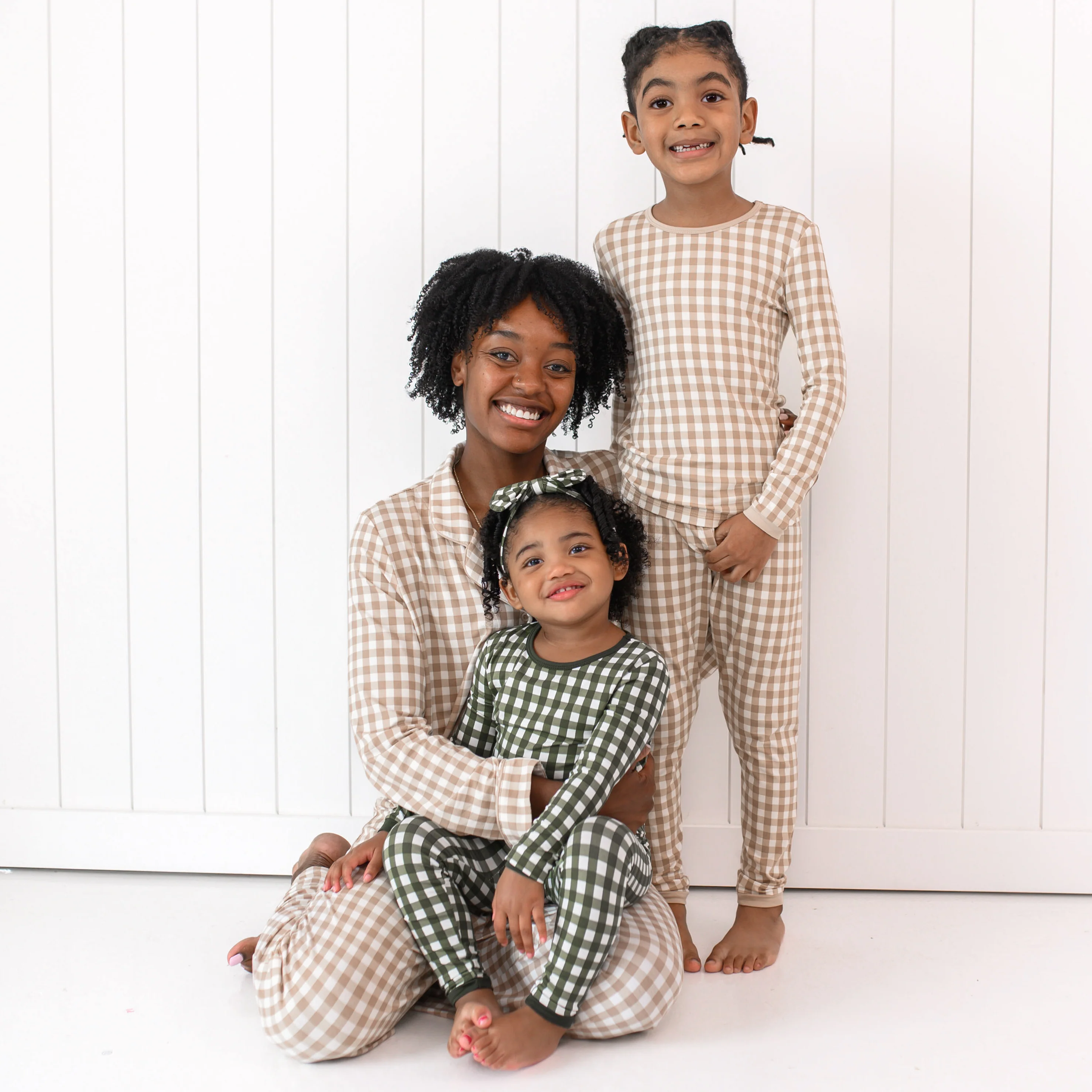 Long Sleeve Pajamas in Gingham Bisque - Image 3