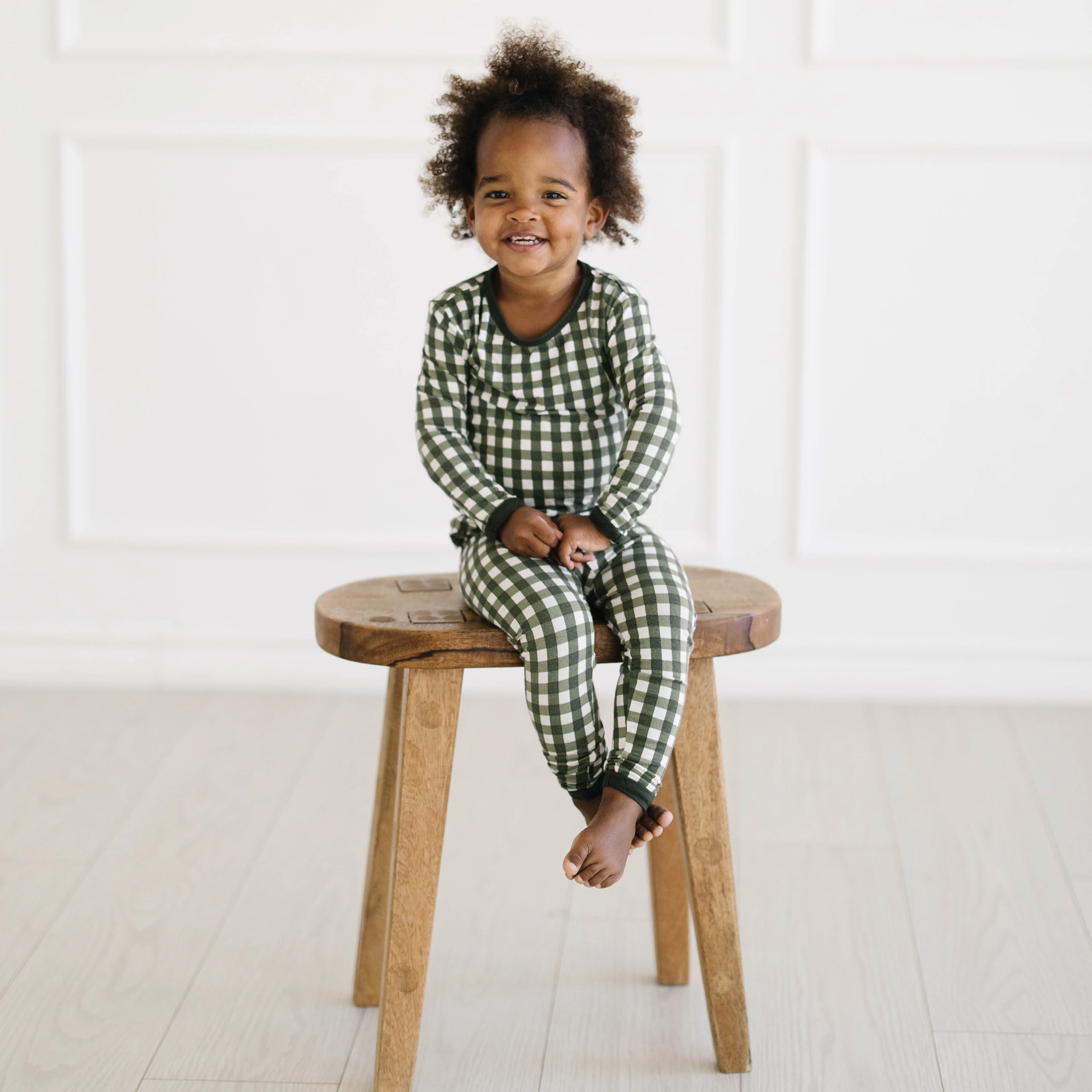 Long Sleeve Pajamas in Gingham Fir - Image 6