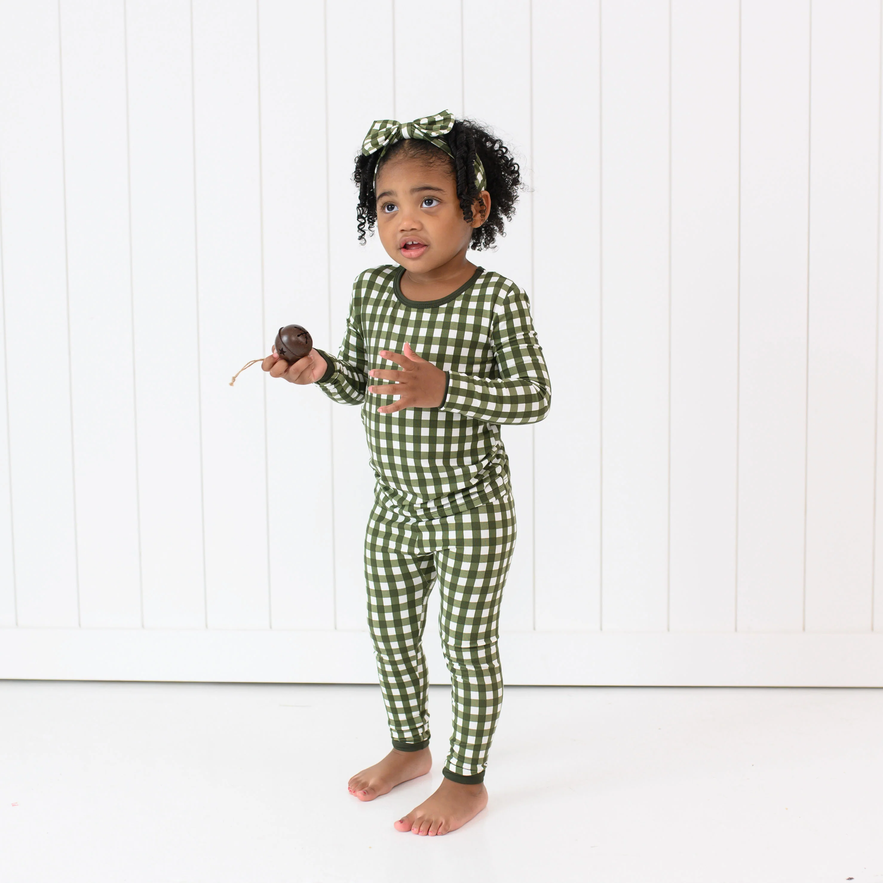 Long Sleeve Pajamas in Gingham Fir - Image 7